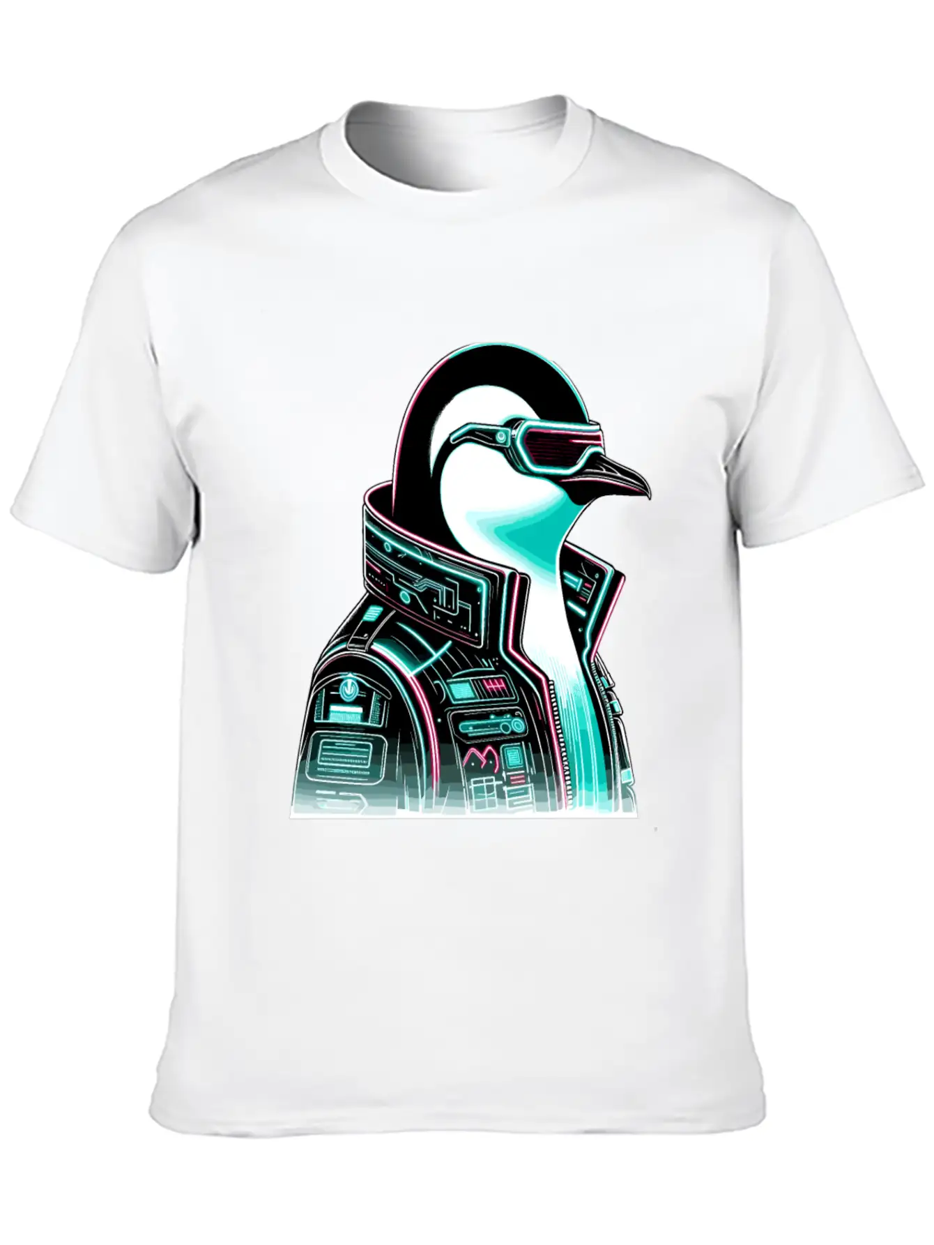 Cyberpunk Penguin Graphic Design Essential Cotton Tee For Daily Outfits ¨C Unisex Style