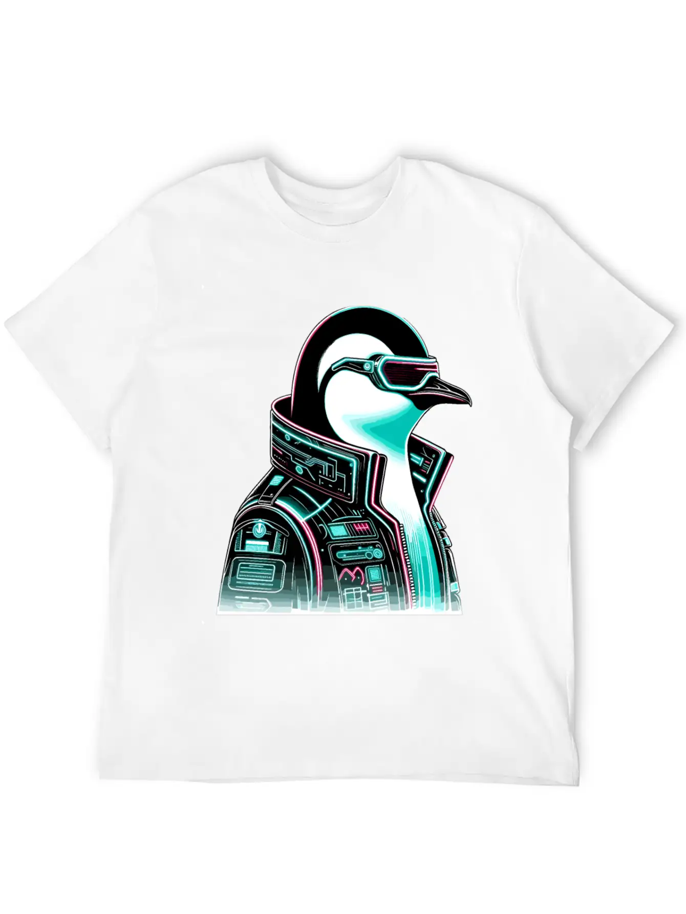 Cyberpunk Penguin Graphic Design Essential Cotton Tee For Daily Outfits ¨C Unisex Style