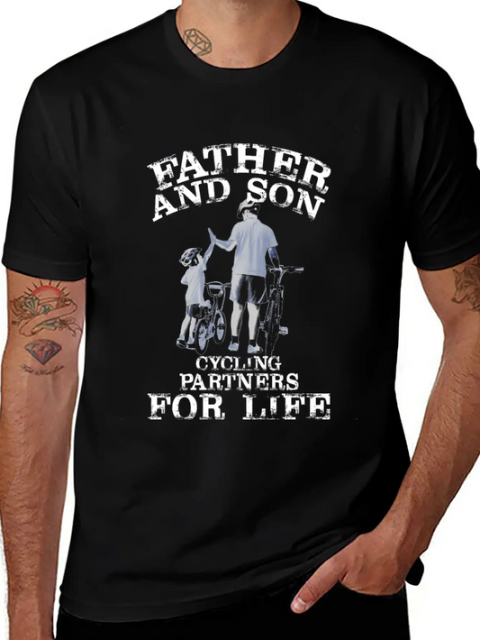 Cycling Father Son Cycling Partners Lifes Essential Cotton Tee For Daily Outfits ¨C Unisex Style