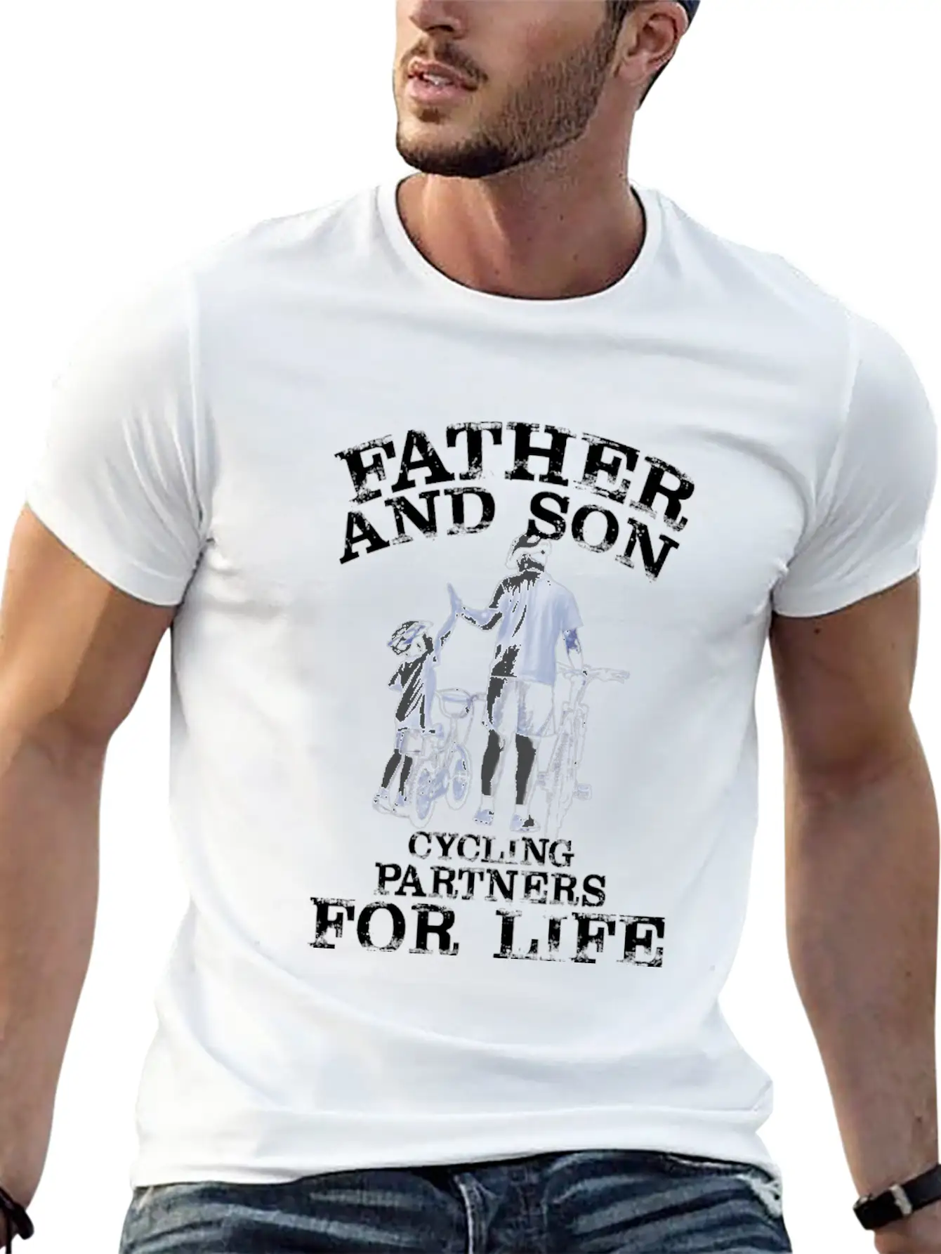 Cycling Father Son Cycling Partners Lifes Essential Cotton Tee For Daily Outfits ¨C Unisex Style