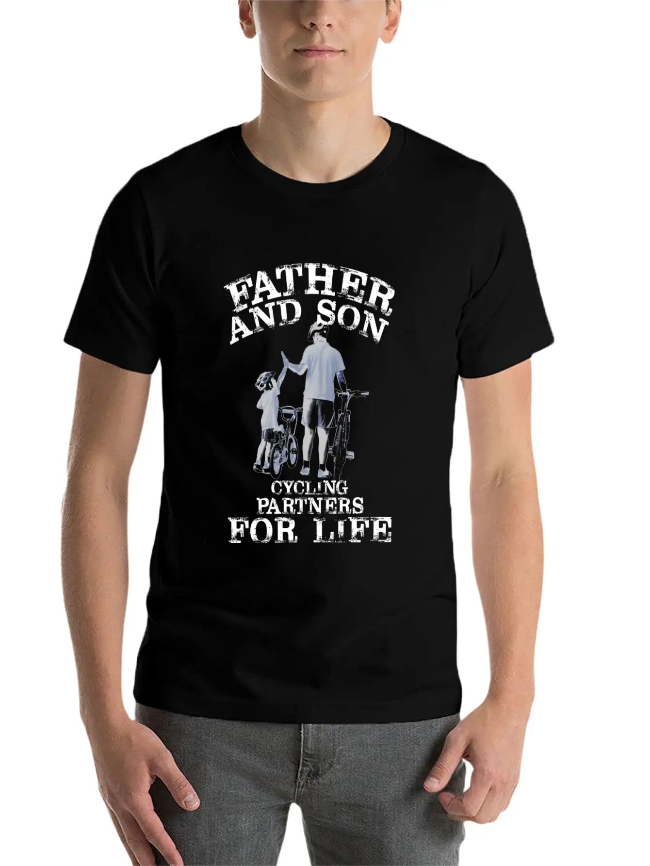 Cycling Father Son Cycling Partners Lifes Essential Cotton Tee For Daily Outfits ¨C Unisex Style