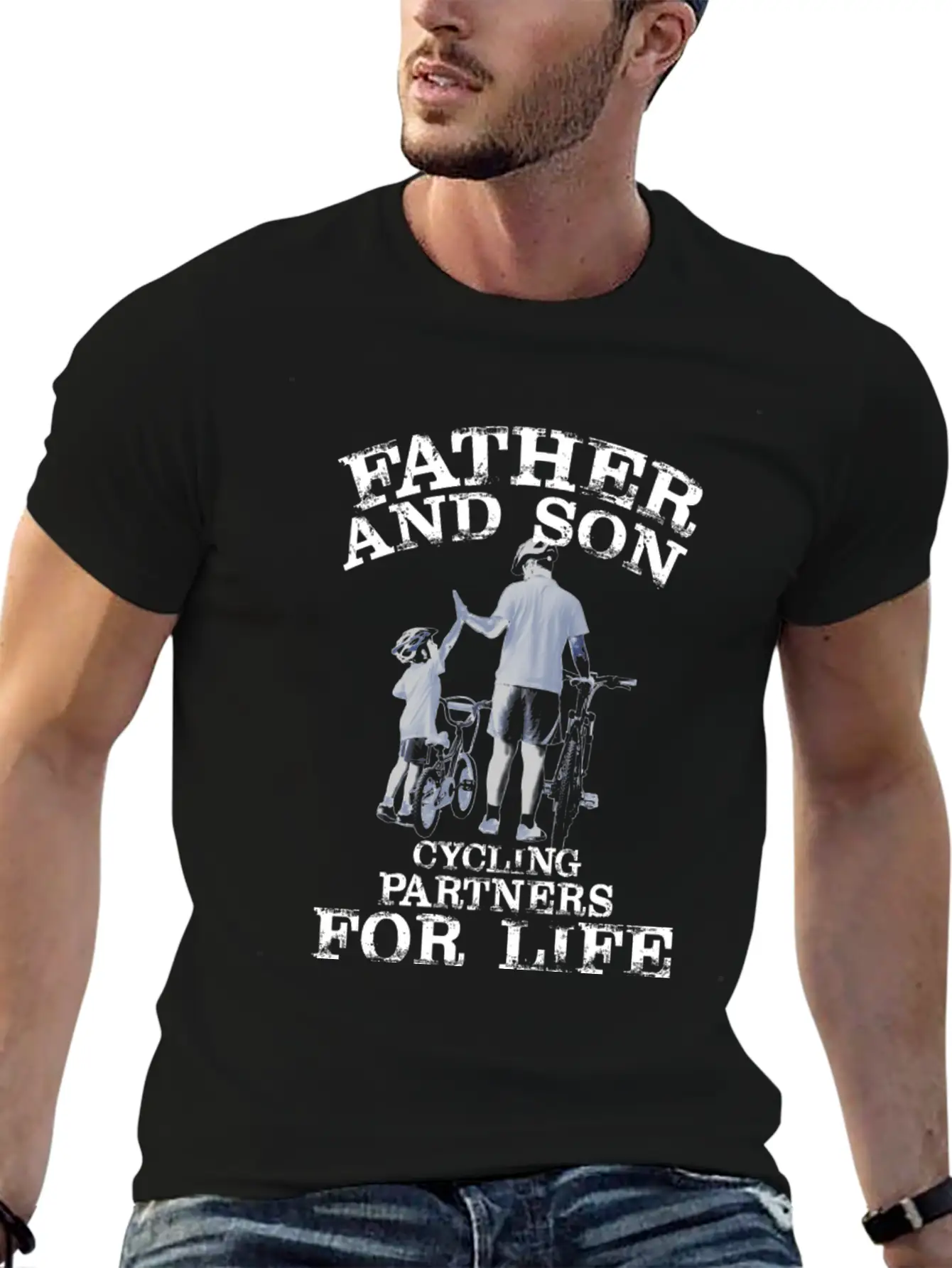 Cycling Father Son Cycling Partners Lifes Essential Cotton Tee For Daily Outfits ¨C Unisex Style