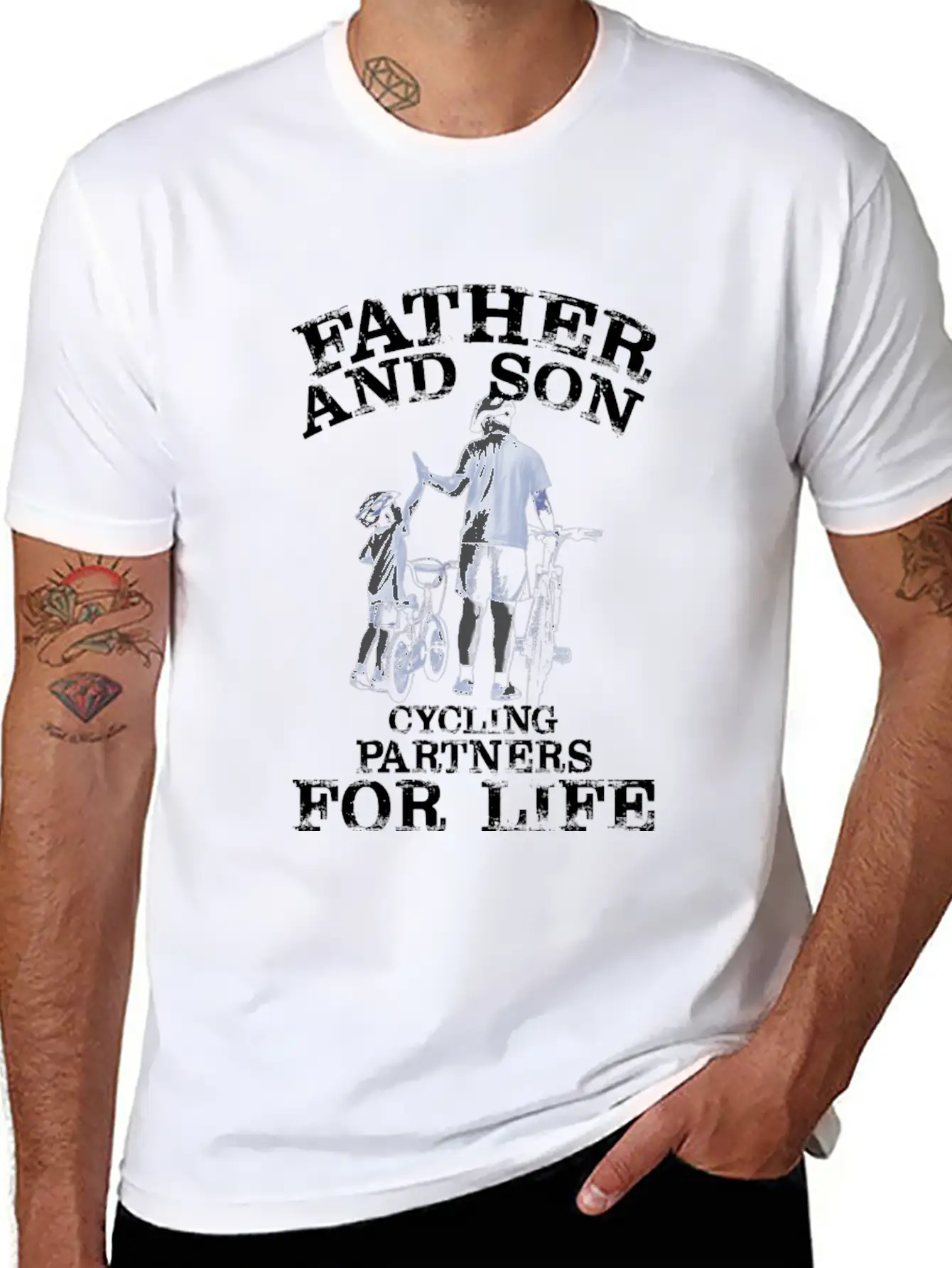 Cycling Father Son Cycling Partners Lifes Essential Cotton Tee For Daily Outfits ¨C Unisex Style