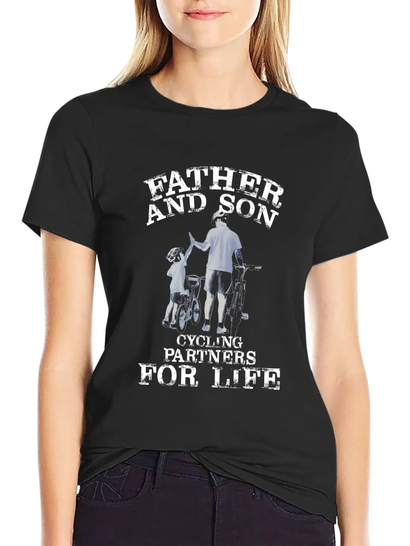 Cycling Father Son Cycling Partners Lifes Essential Cotton Tee For Daily Outfits ¨C Unisex Style