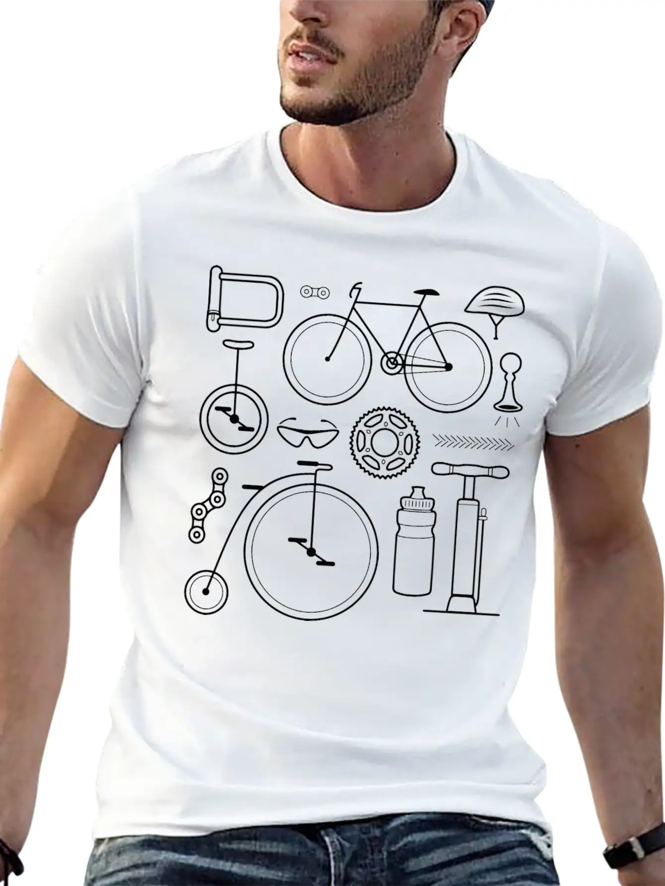 Cycling Icons Set Soft Cotton Short Sleeve Tee ¨C Unisex Wardrobe Staple
