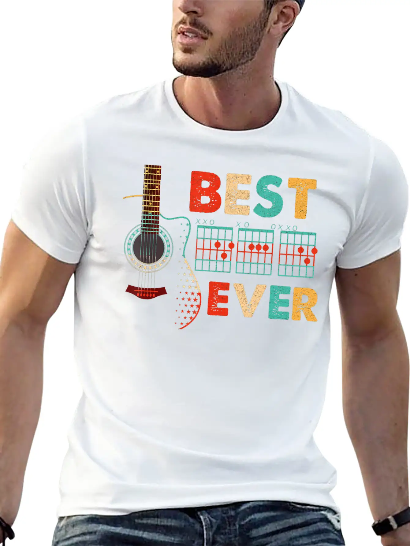 Dad Chords Best Dad Ever Guitar T Shirt Essential Cotton Tee For Daily Outfits ¨C Unisex Style