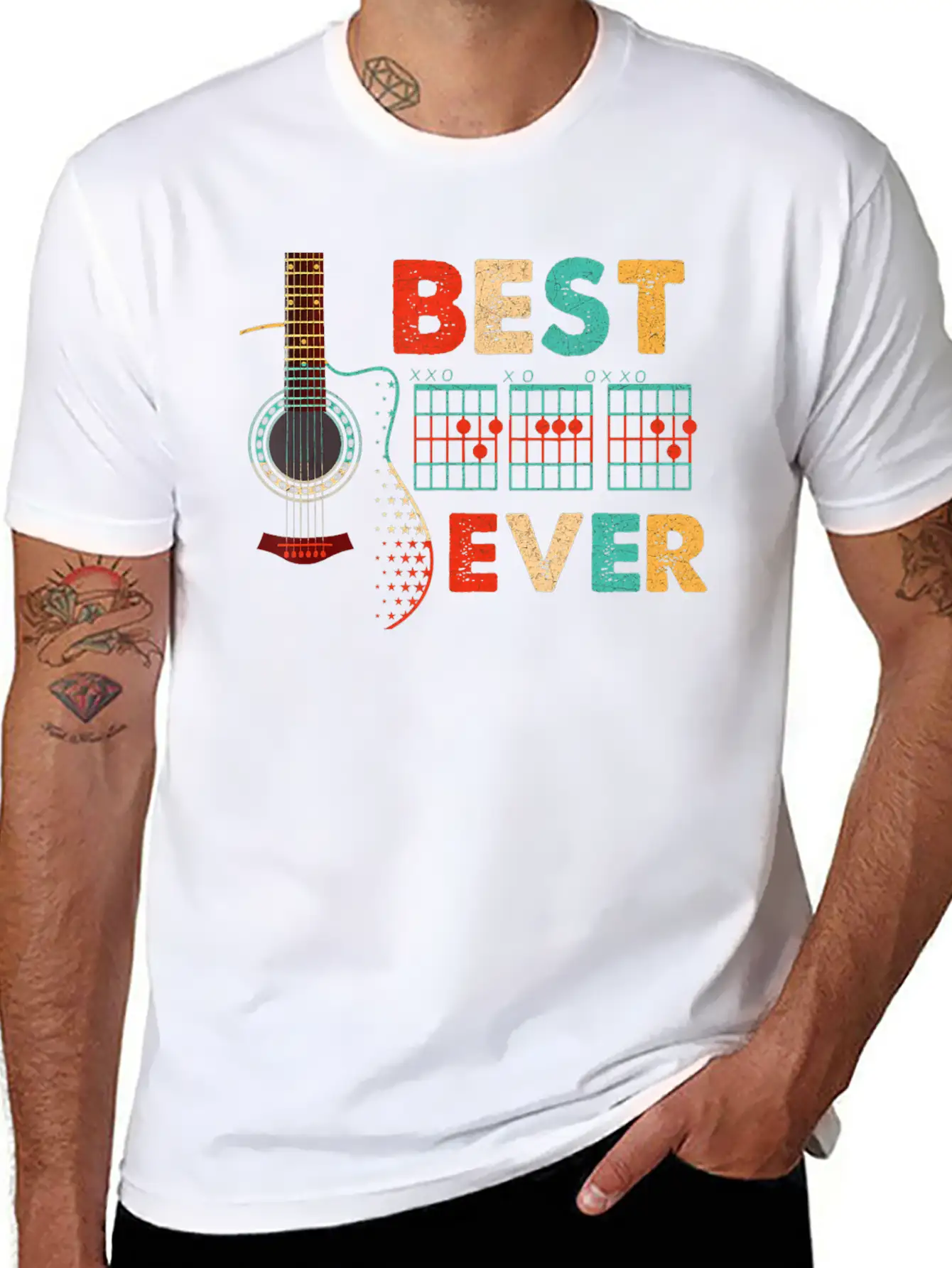 Dad Chords Best Dad Ever Guitar T Shirt Essential Cotton Tee For Daily Outfits ¨C Unisex Style