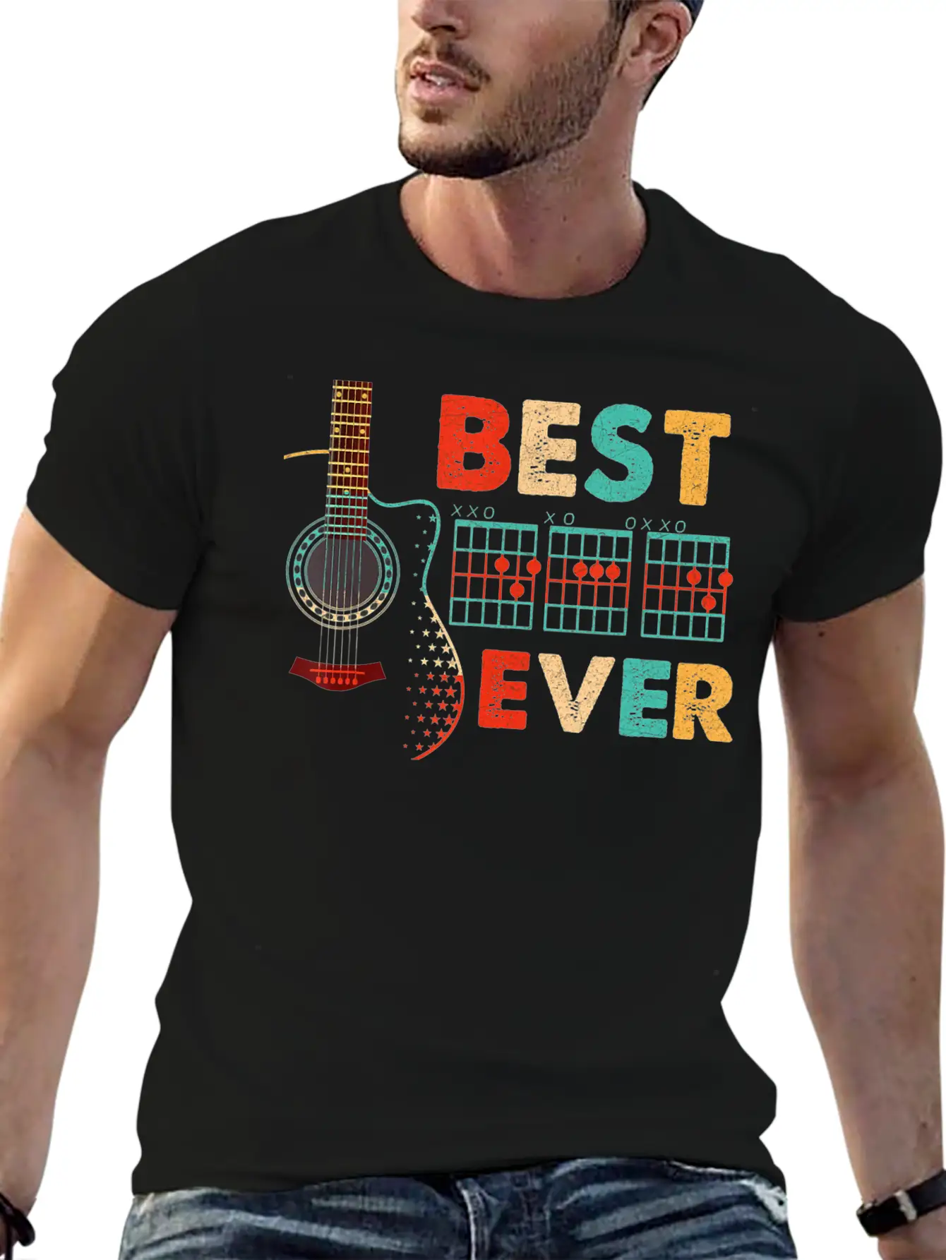 Dad Chords Best Dad Ever Guitar T Shirt Essential Cotton Tee For Daily Outfits ¨C Unisex Style
