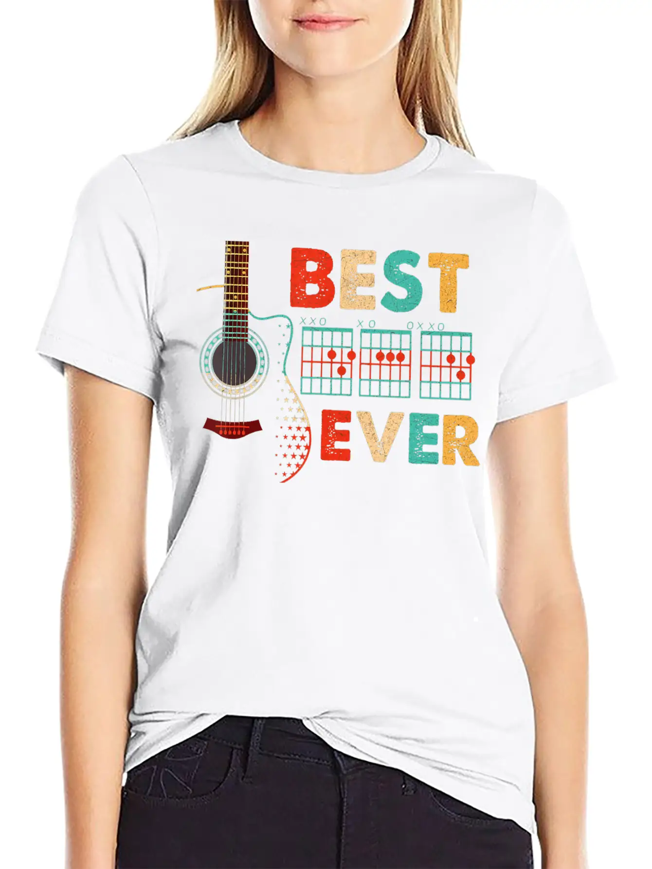 Dad Chords Best Dad Ever Guitar T Shirt Essential Cotton Tee For Daily Outfits ¨C Unisex Style