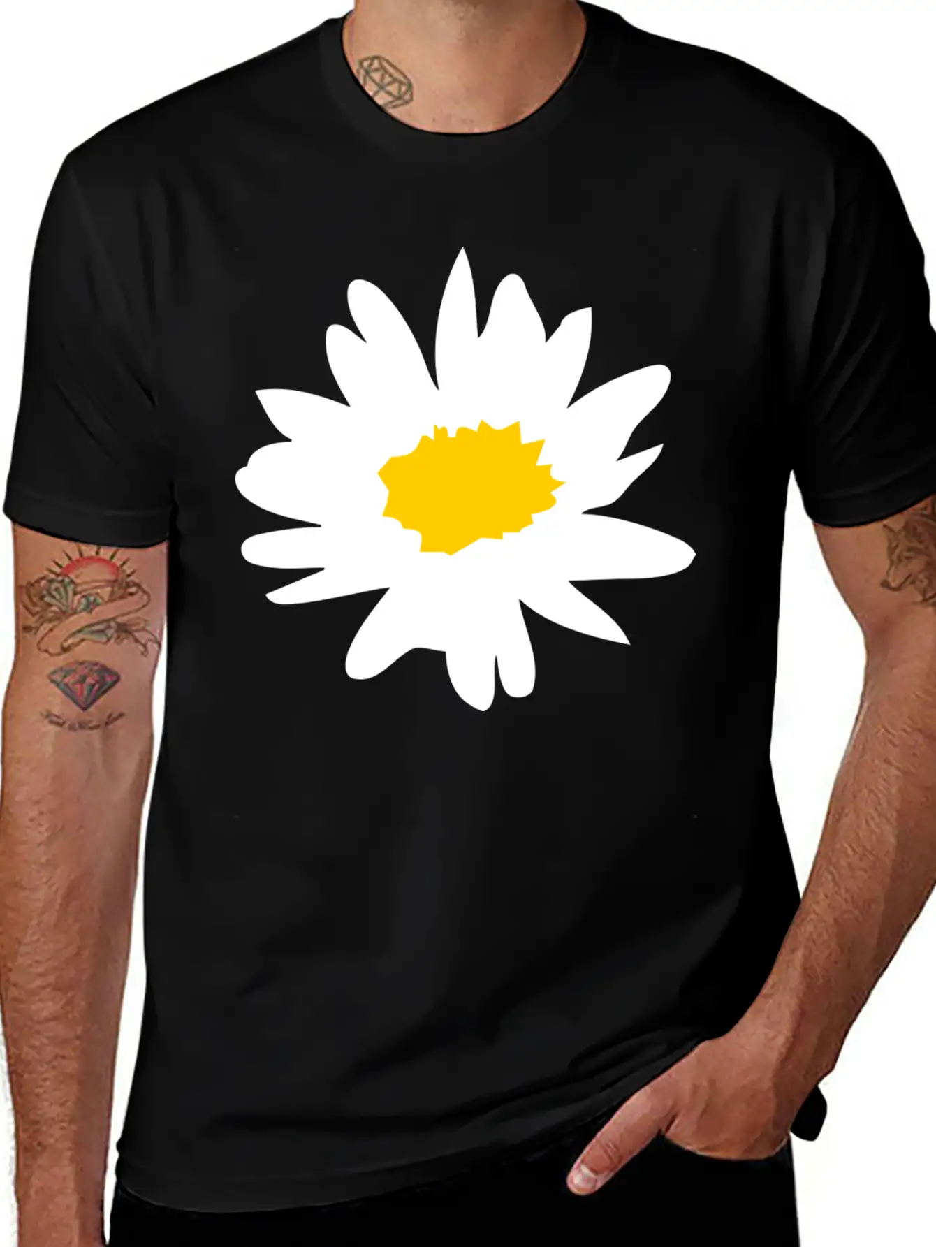 Daisy Flower - White Flower Basic Graphic T-Shirt ¨C Daily Comfort In Soft Cotton