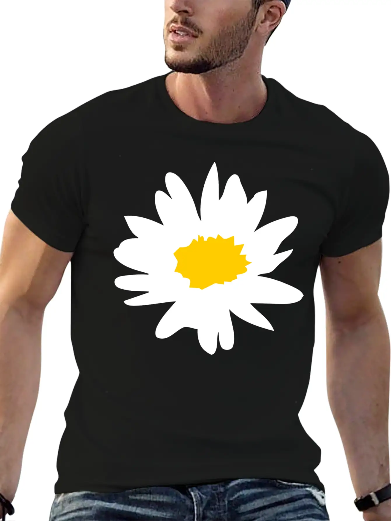 Daisy Flower - White Flower Basic Graphic T-Shirt ¨C Daily Comfort In Soft Cotton