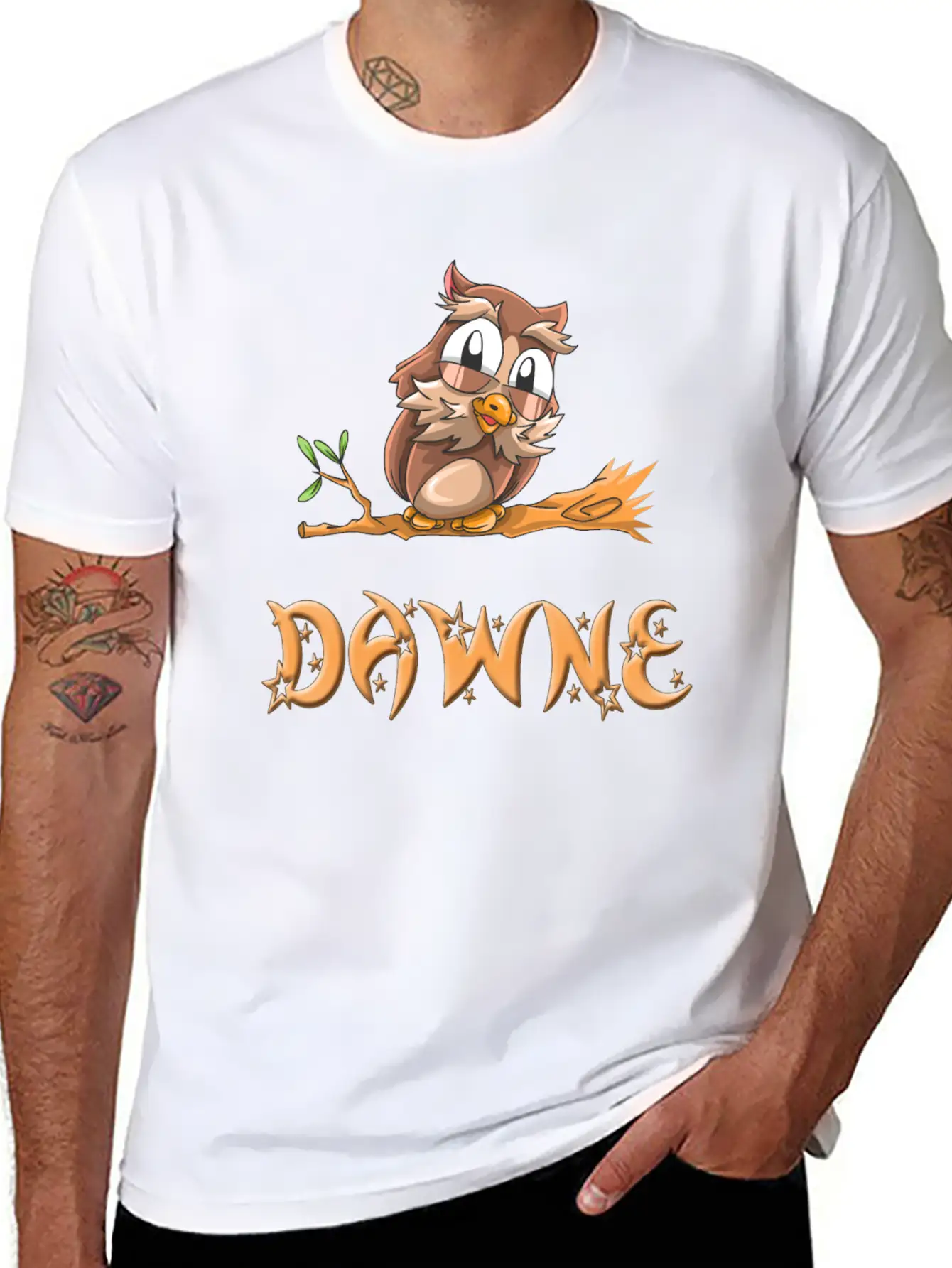 Dawne Owl Essential Cotton Tee For Daily Outfits ¨C Unisex Style