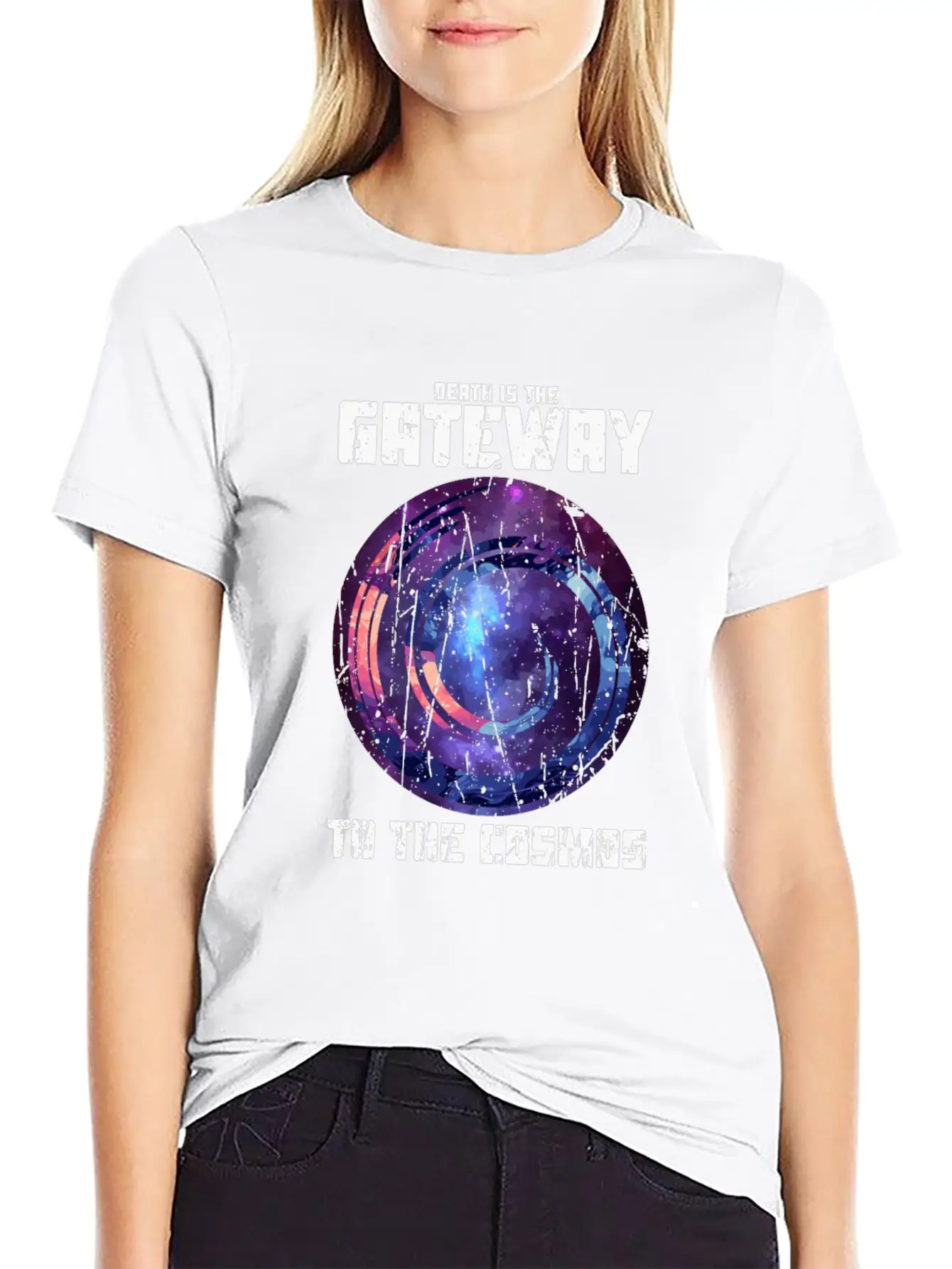 Death Is The Gateway To The Cosmos - Halloween Basic Graphic T-Shirt ¨C Daily Comfort In Soft Cotton