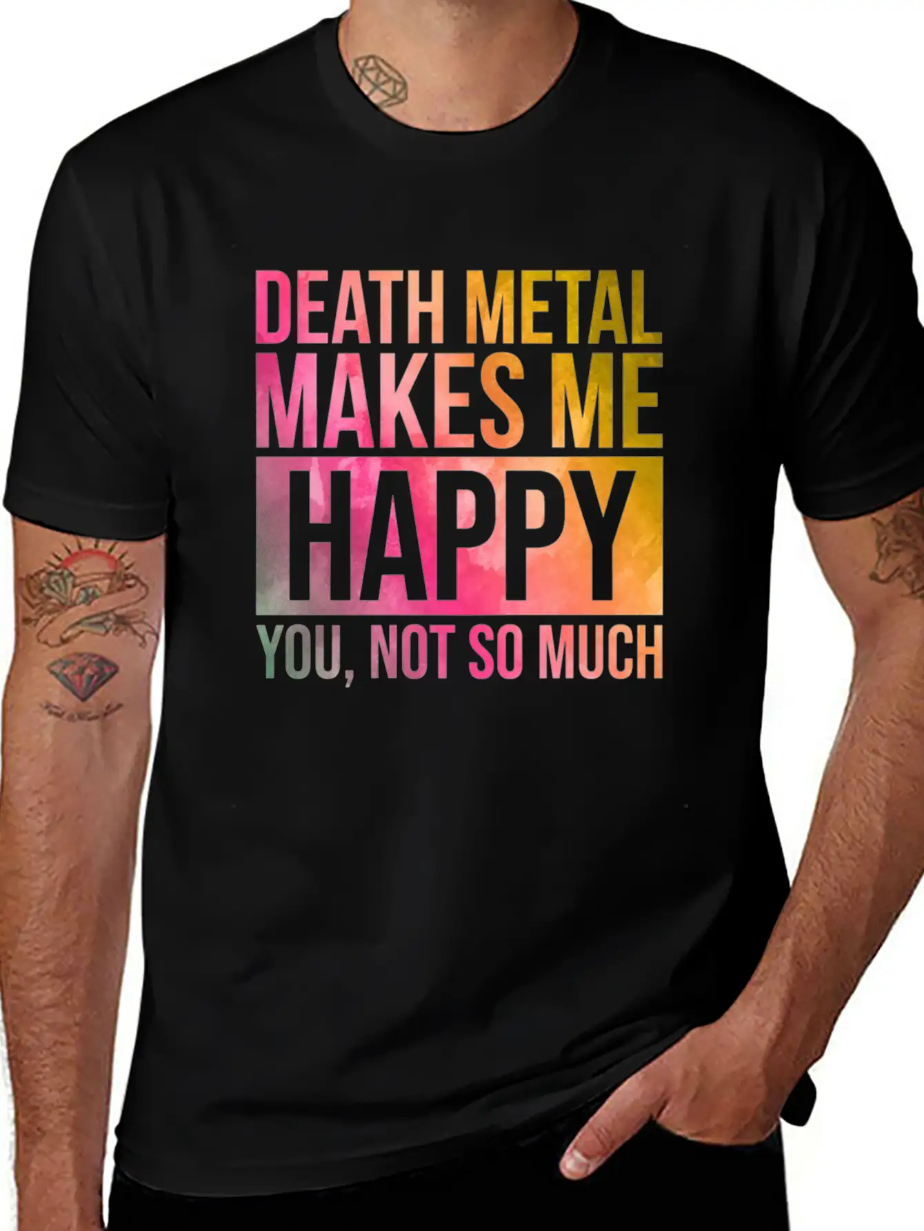 Death Metal Music Death Metal Makes Me Happy In Wa Essential Cotton Tee For Daily Outfits ¨C Unisex Style