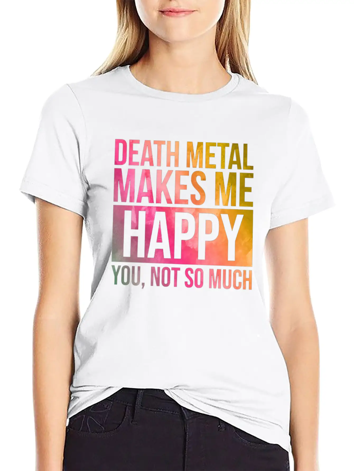 Death Metal Music Death Metal Makes Me Happy In Wa Essential Cotton Tee For Daily Outfits ¨C Unisex Style