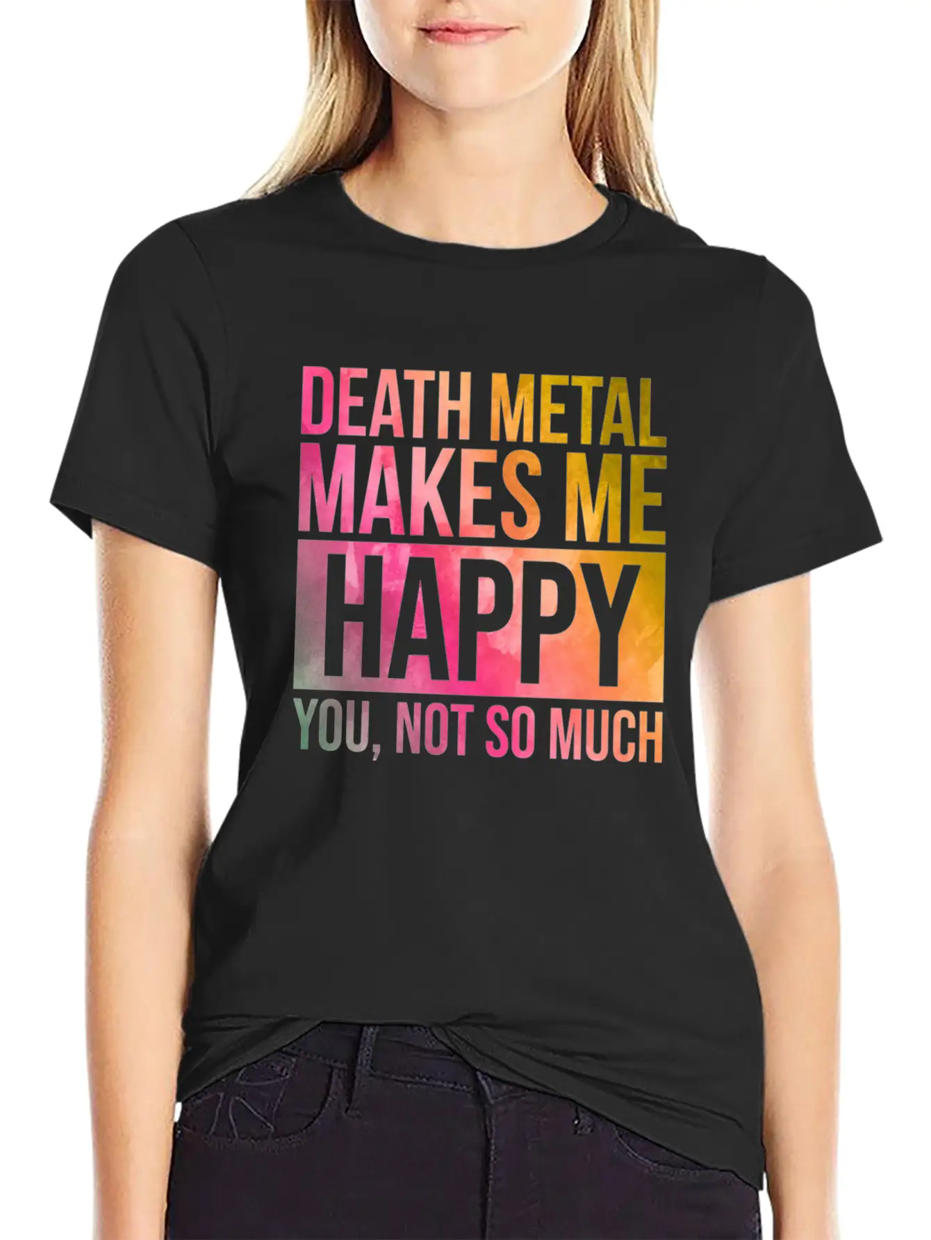 Death Metal Music Death Metal Makes Me Happy In Wa Essential Cotton Tee For Daily Outfits ¨C Unisex Style
