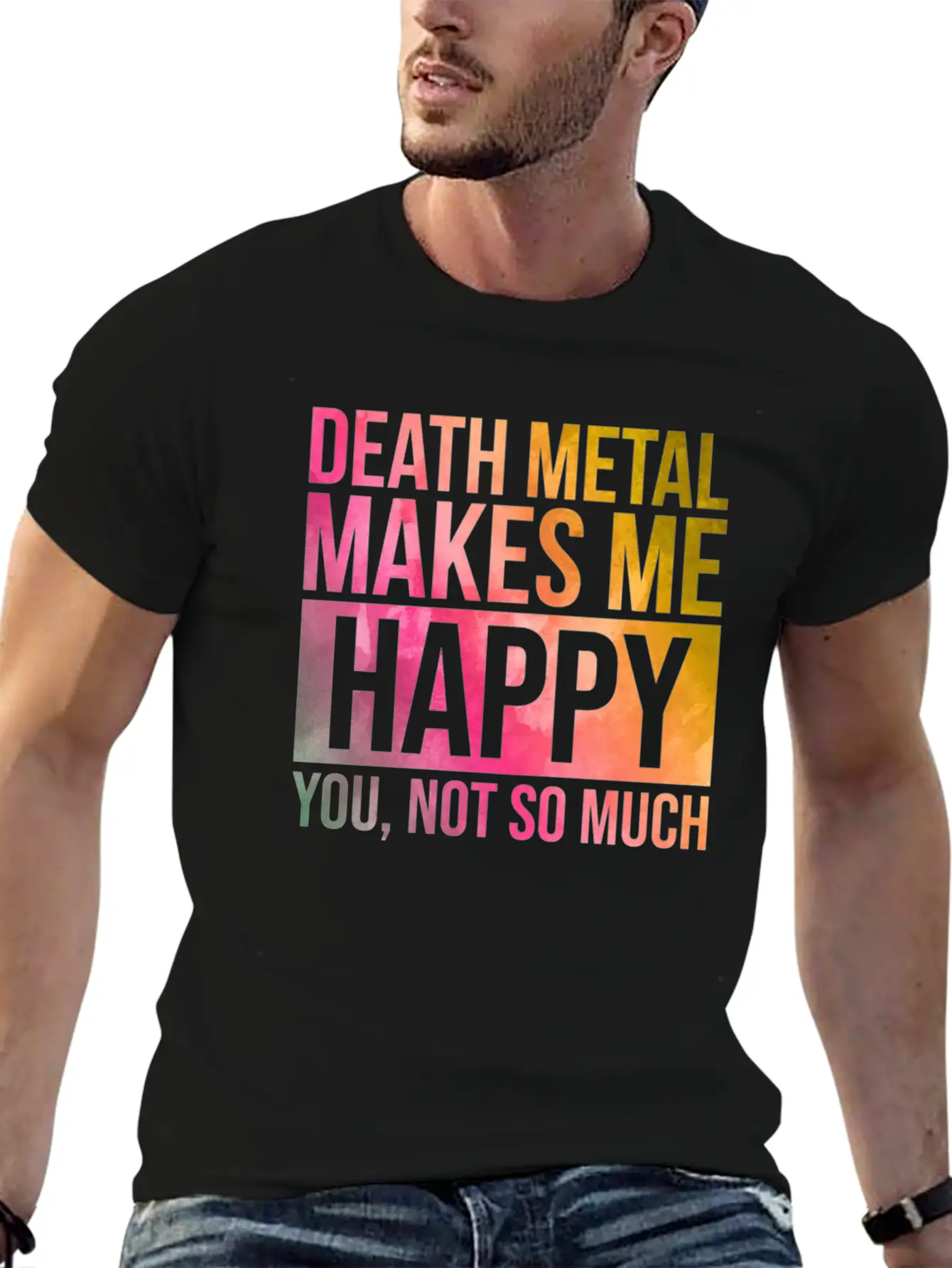 Death Metal Music Death Metal Makes Me Happy In Wa Essential Cotton Tee For Daily Outfits ¨C Unisex Style