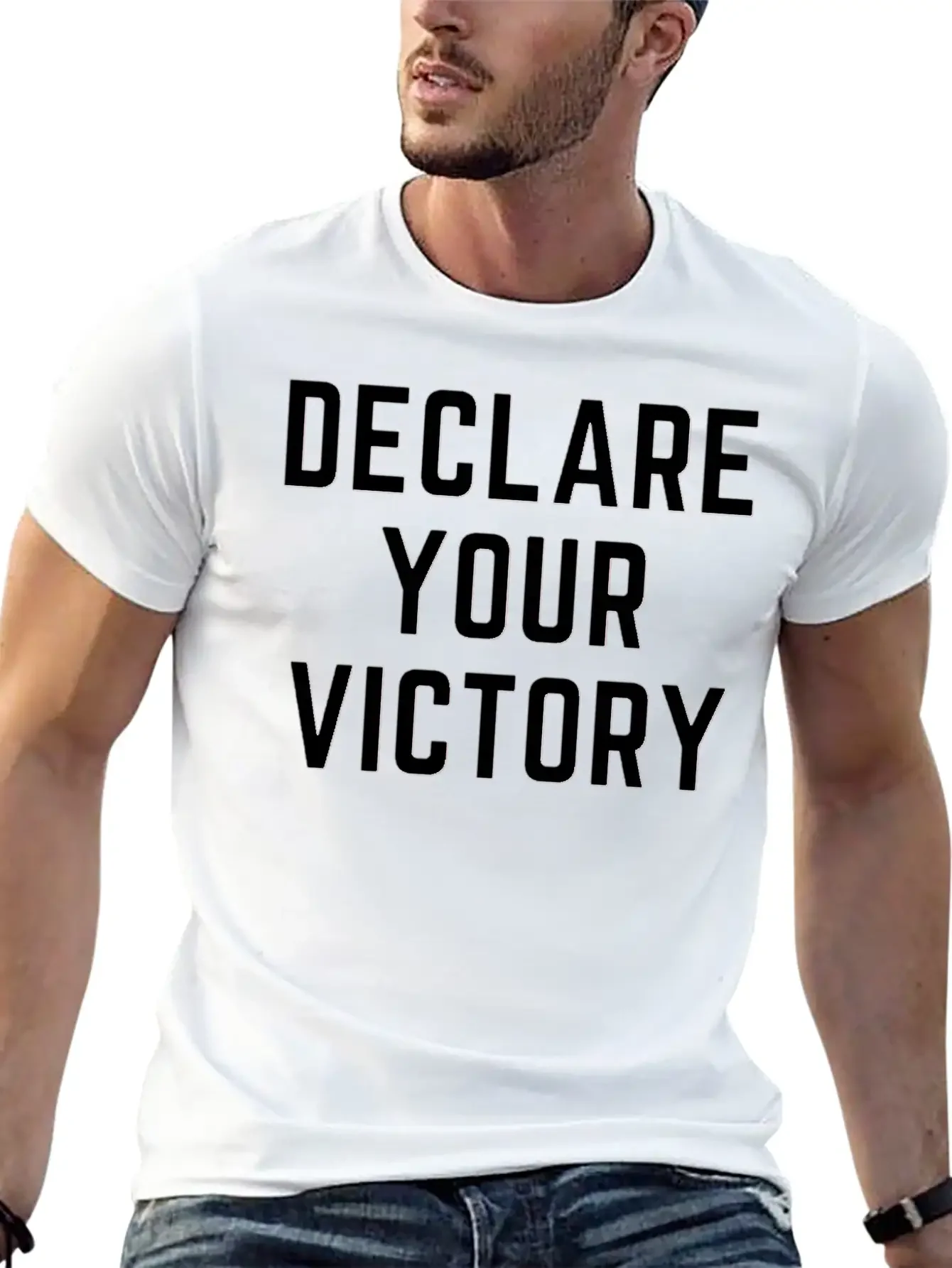 DECLARE YOUR VICTORY Basic Graphic T-Shirt ¨C Daily Comfort In Soft Cotton