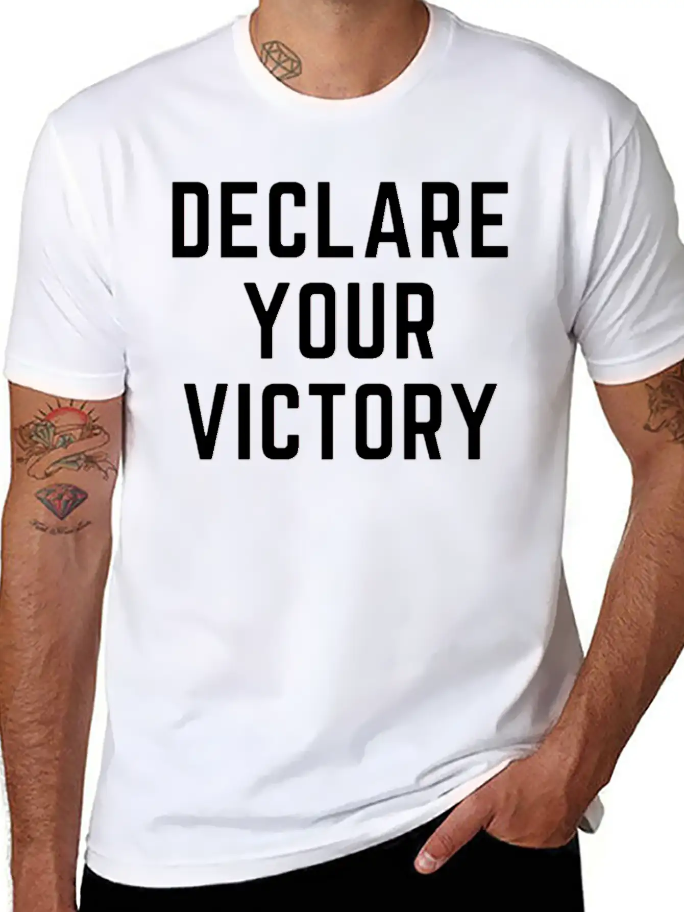 DECLARE YOUR VICTORY Basic Graphic T-Shirt ¨C Daily Comfort In Soft Cotton