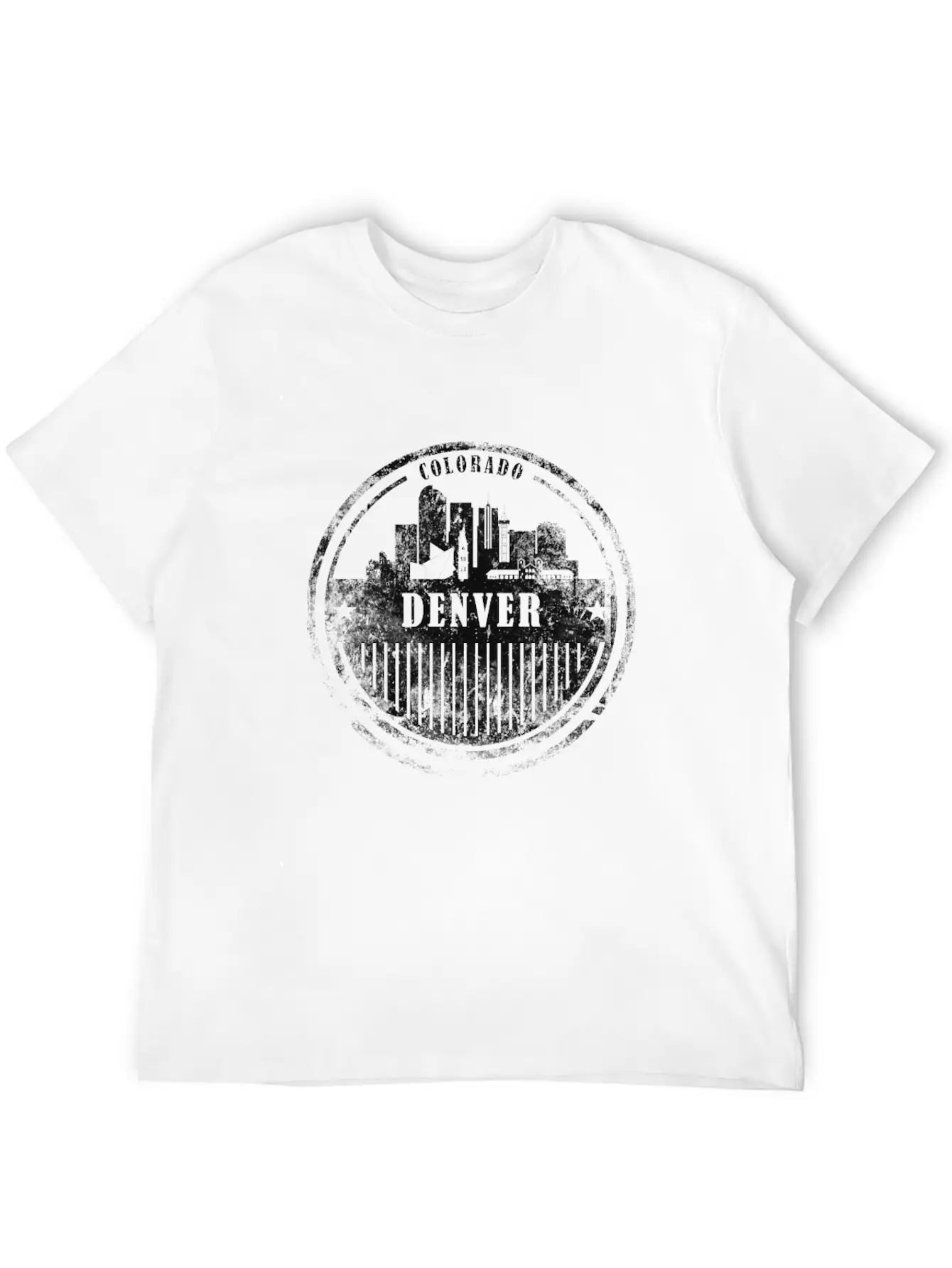 Denver Grunge Skyline Essential Cotton Tee For Daily Outfits ¨C Unisex Style