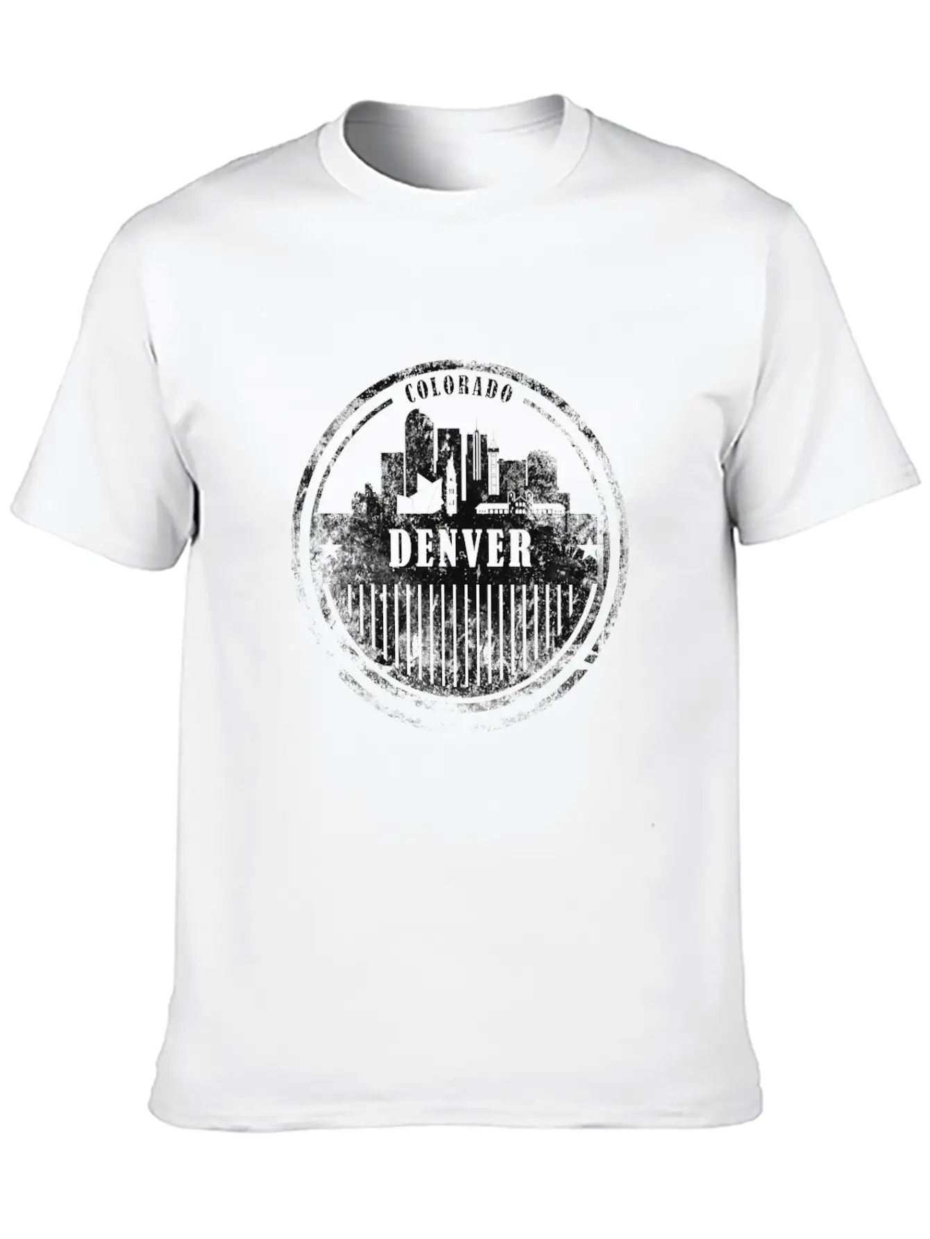 Denver Grunge Skyline Essential Cotton Tee For Daily Outfits ¨C Unisex Style