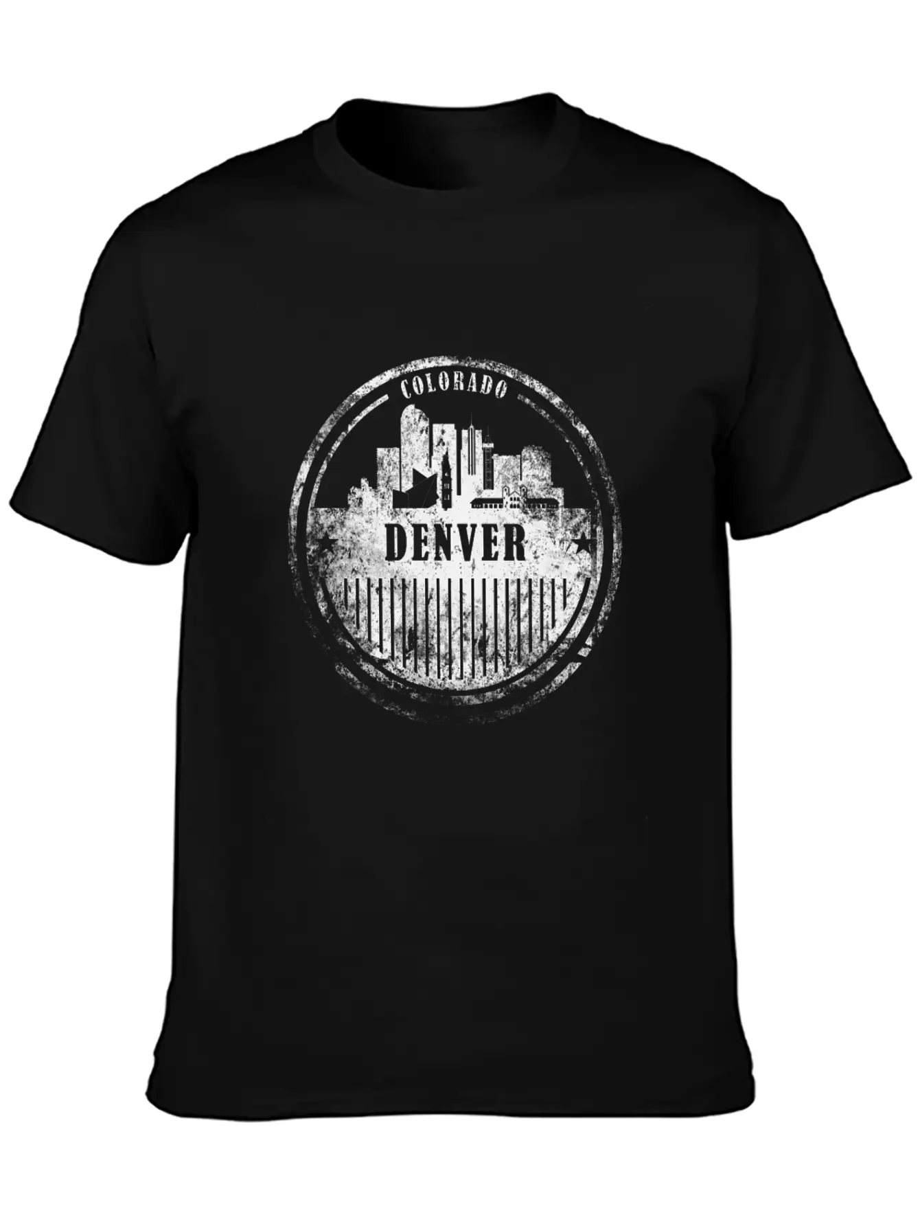Denver Grunge Skyline Essential Cotton Tee For Daily Outfits ¨C Unisex Style