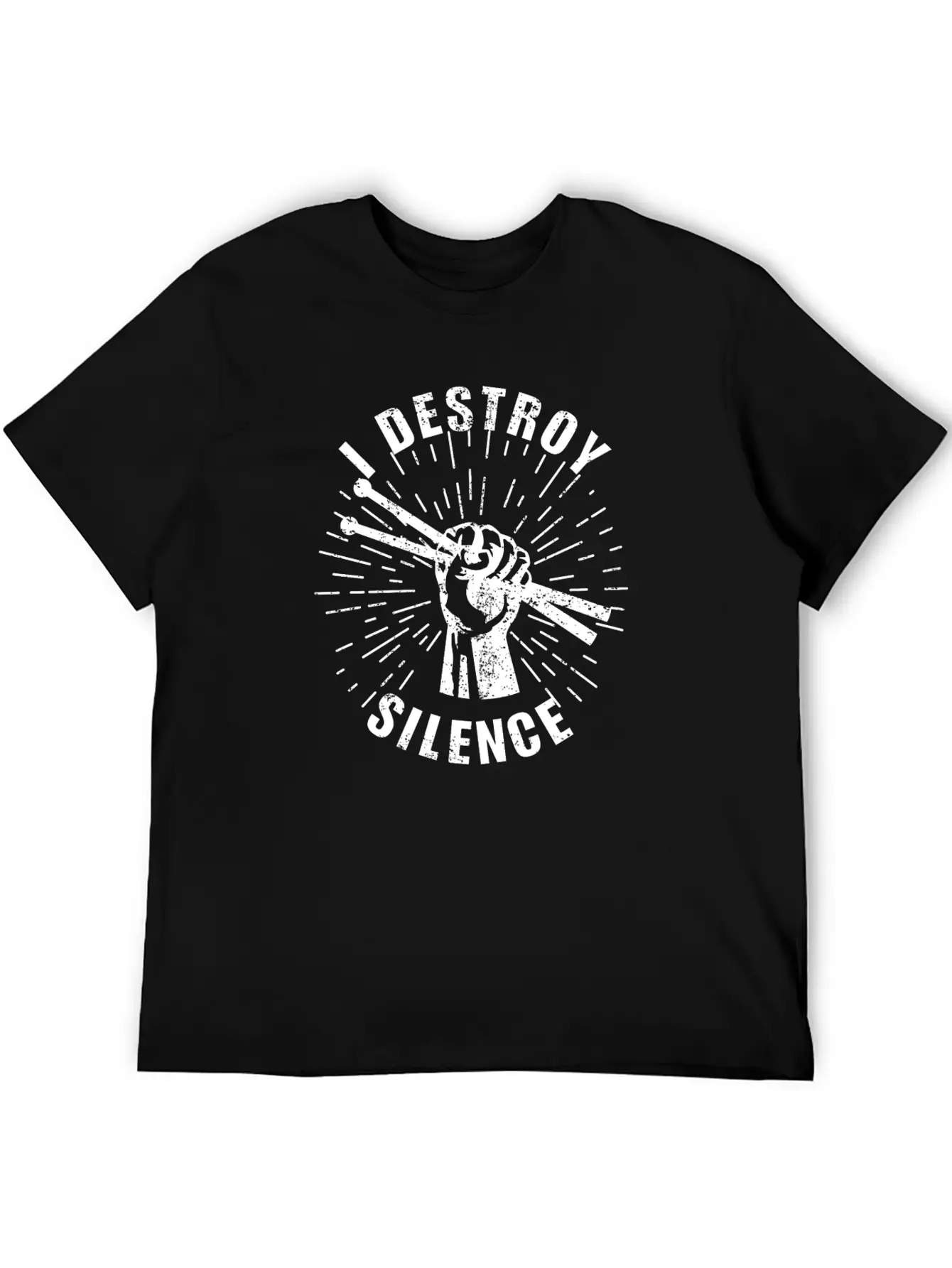 Destroy Silence Drummer Music Essential Cotton Tee For Daily Outfits ¨C Unisex Style
