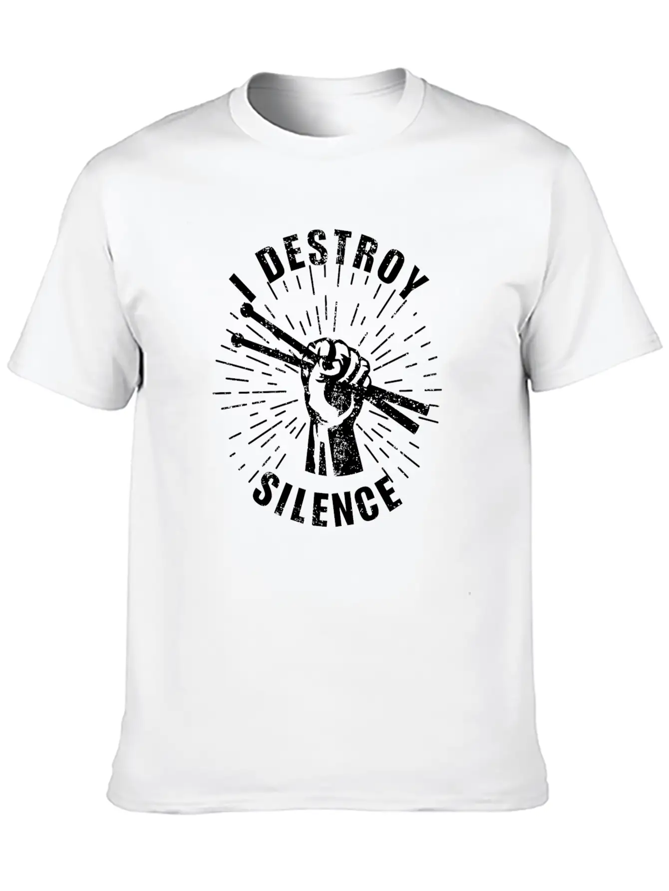 Destroy Silence Drummer Music Essential Cotton Tee For Daily Outfits ¨C Unisex Style