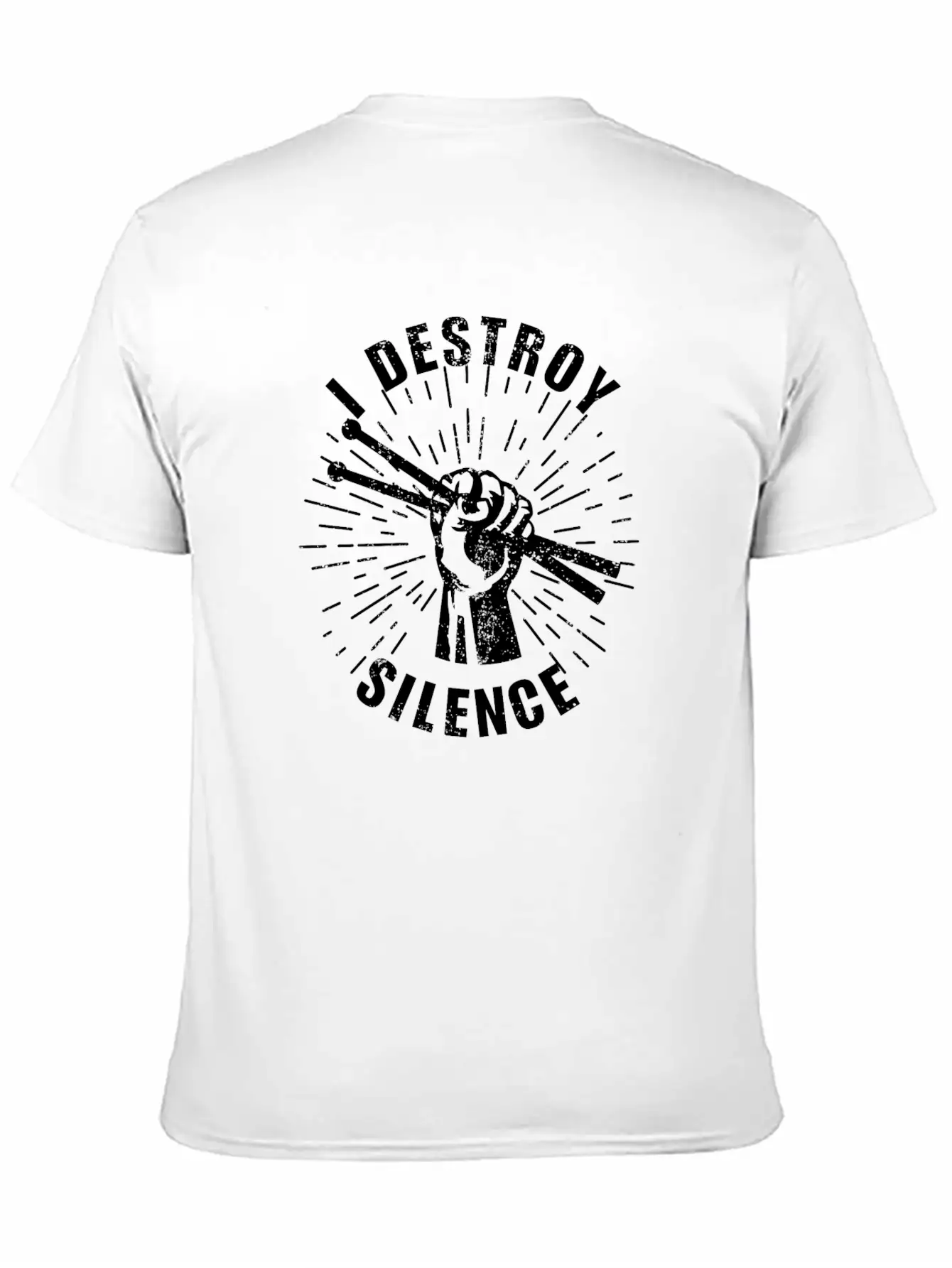 Destroy Silence Drummer Music Essential Cotton Tee For Daily Outfits ¨C Unisex Style