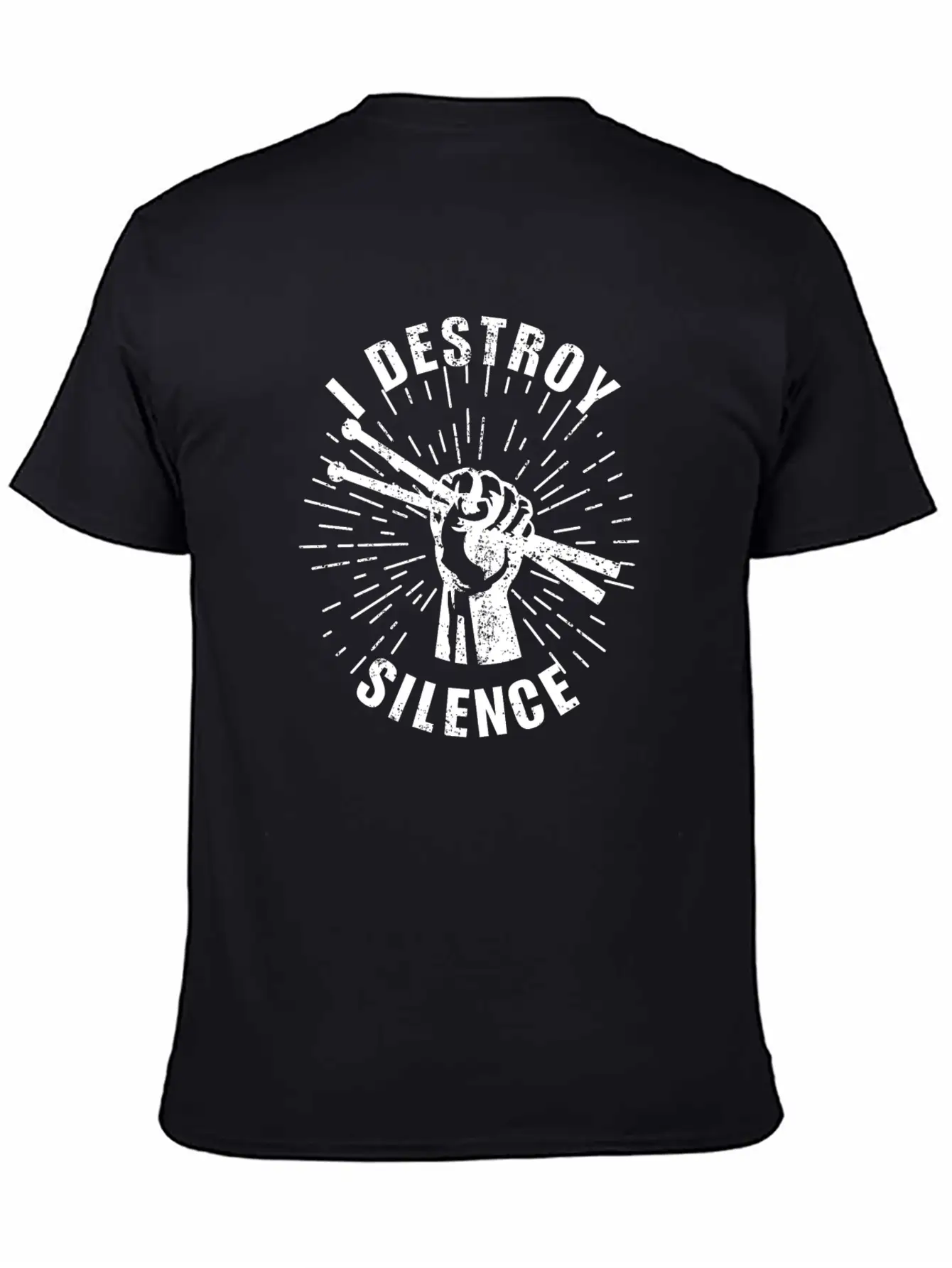 Destroy Silence Drummer Music Essential Cotton Tee For Daily Outfits ¨C Unisex Style