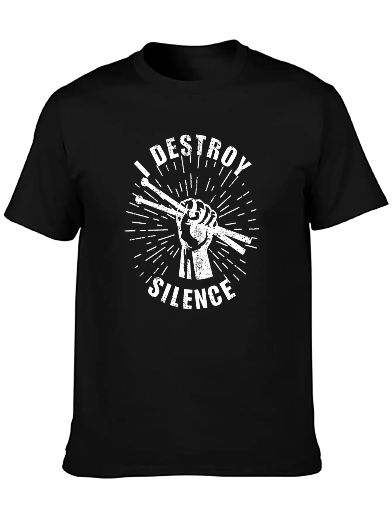 Destroy Silence Drummer Music Essential Cotton Tee For Daily Outfits ¨C Unisex Style