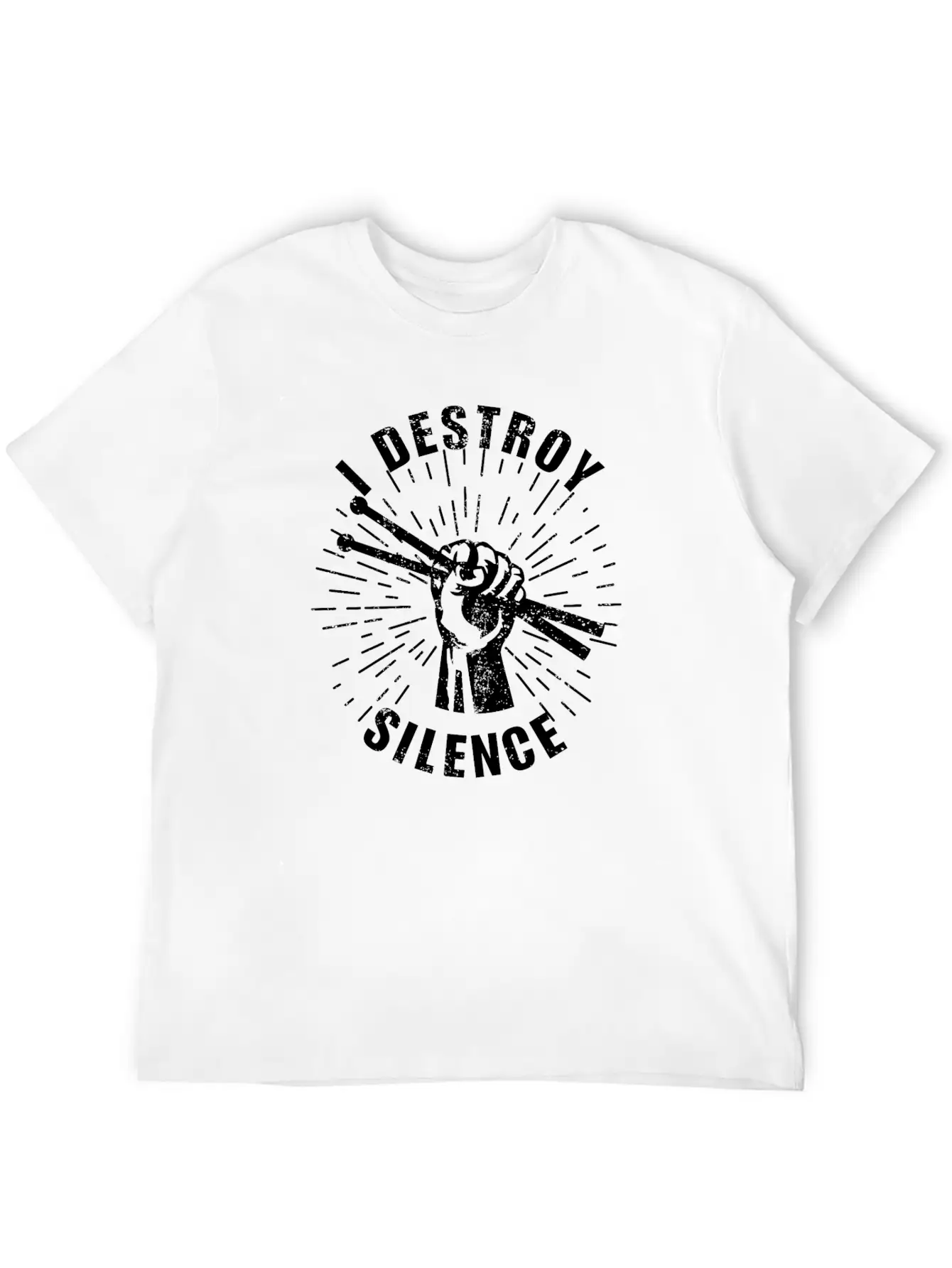 Destroy Silence Drummer Music Essential Cotton Tee For Daily Outfits ¨C Unisex Style