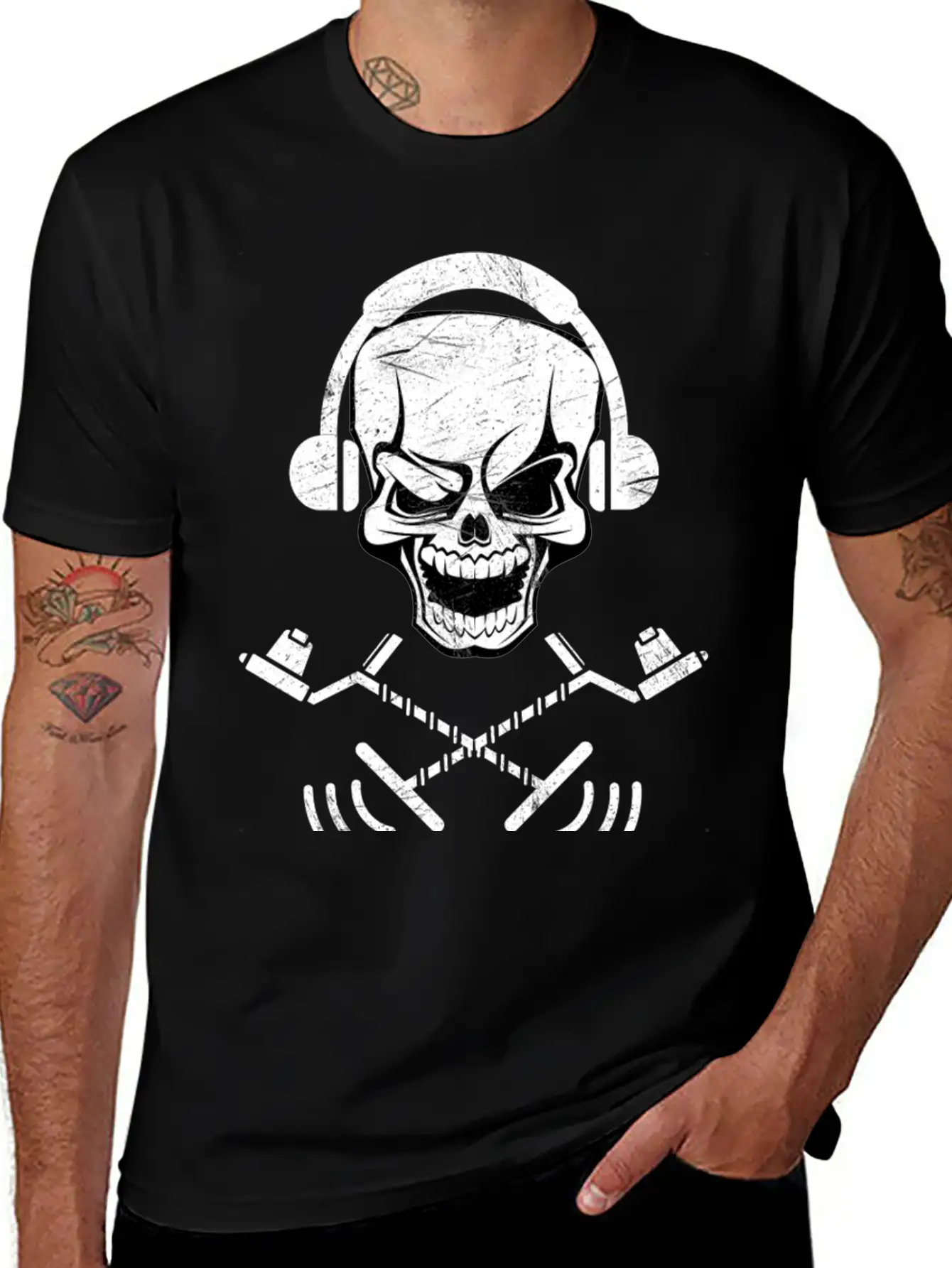 Detectoring Metal Detector Skull Basic Graphic T-Shirt ¨C Daily Comfort In Soft Cotton