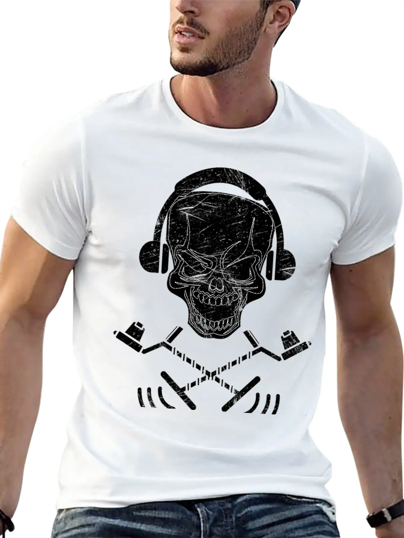Detectoring Metal Detector Skull Basic Graphic T-Shirt ¨C Daily Comfort In Soft Cotton