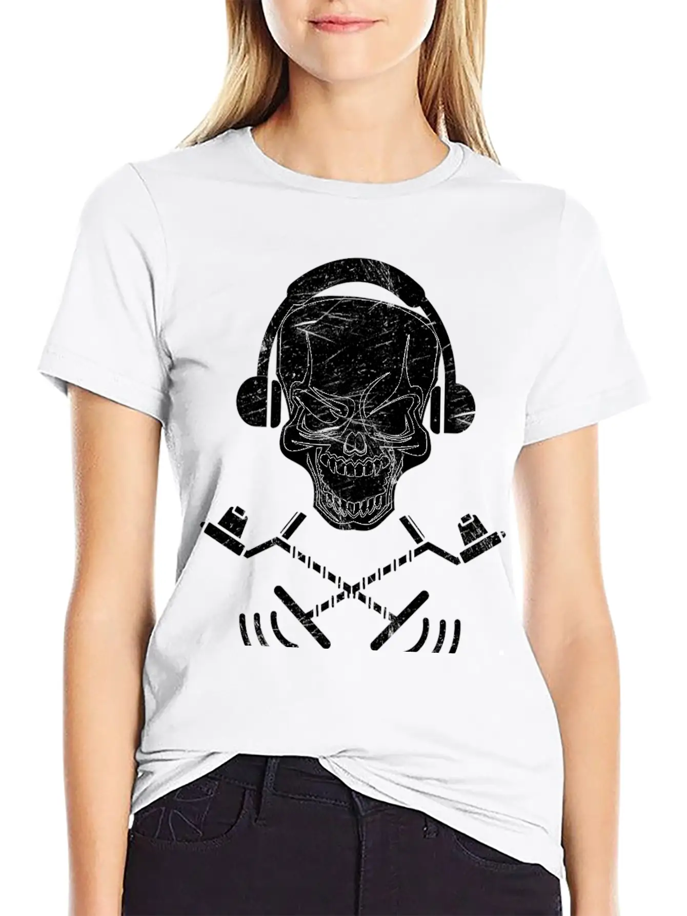 Detectoring Metal Detector Skull Basic Graphic T-Shirt ¨C Daily Comfort In Soft Cotton