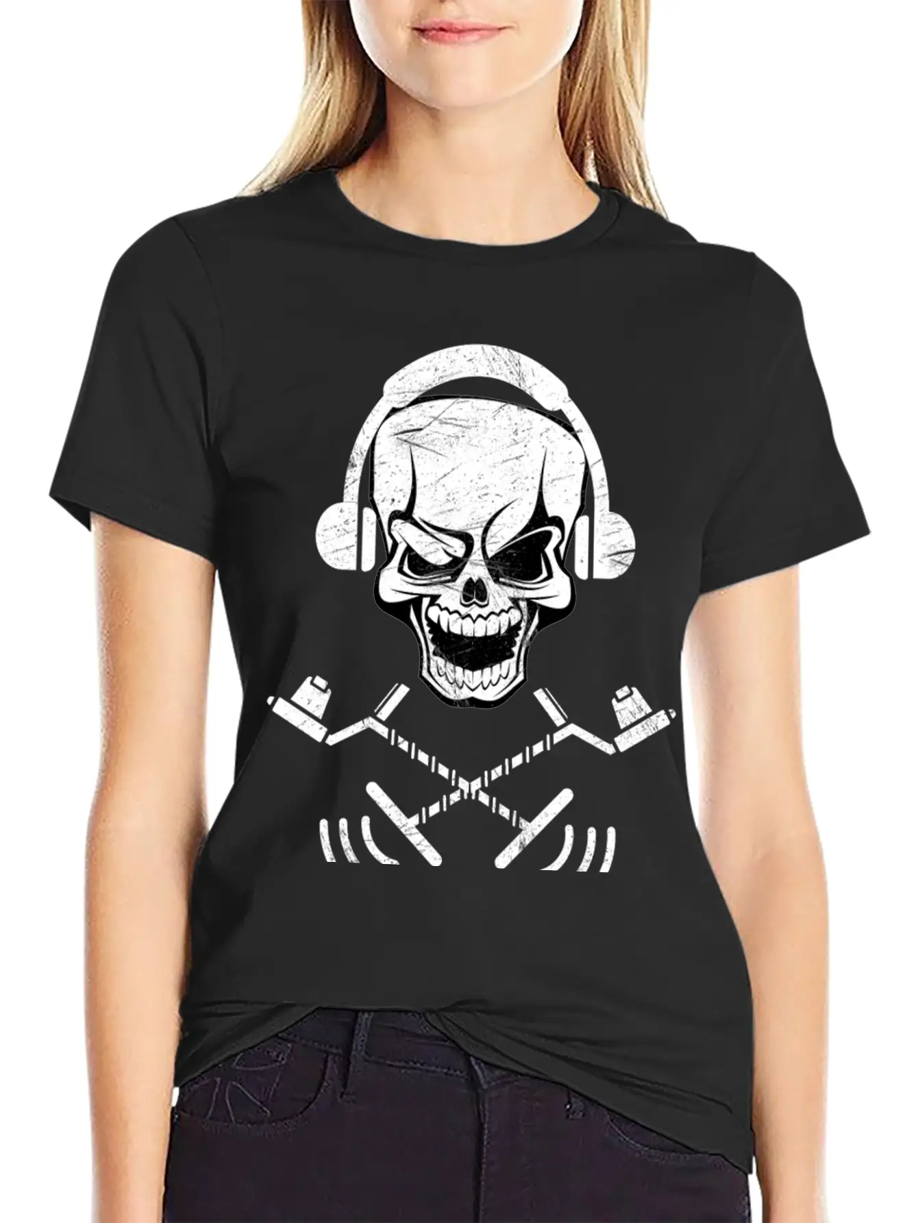 Detectoring Metal Detector Skull Basic Graphic T-Shirt ¨C Daily Comfort In Soft Cotton