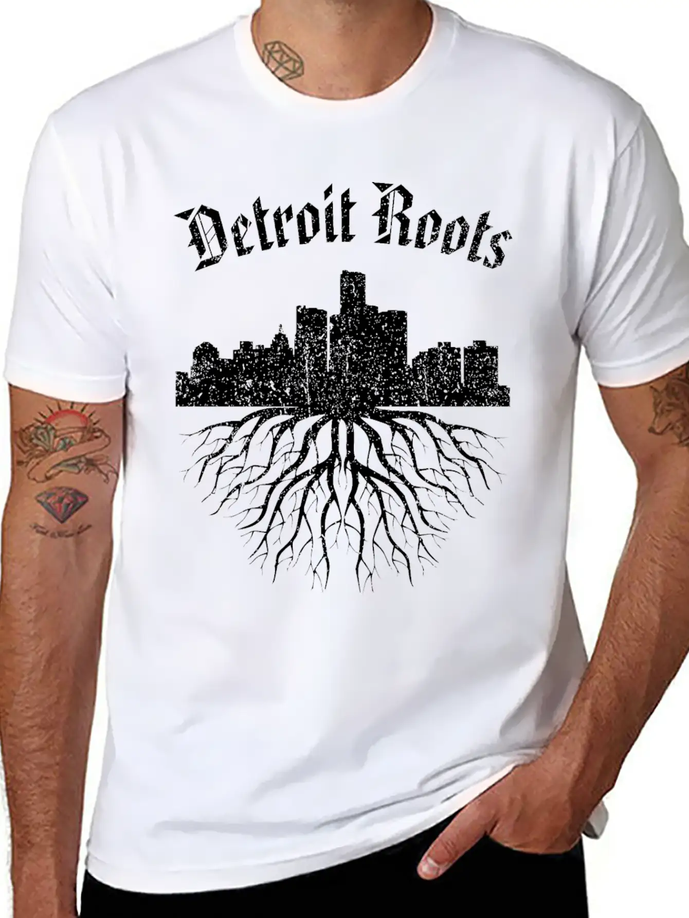Detroit Roots Vintage Essential Cotton Tee For Daily Outfits ¨C Unisex Style