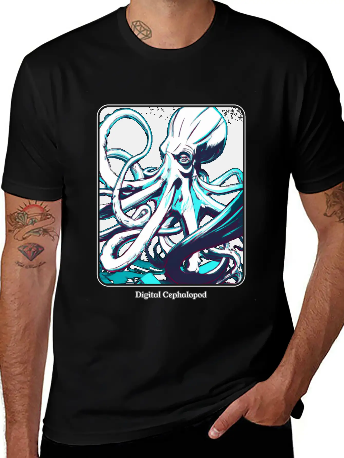 Digital Realm Cephalopod - A Kraken Essential Cotton Tee For Daily Outfits ¨C Unisex Style