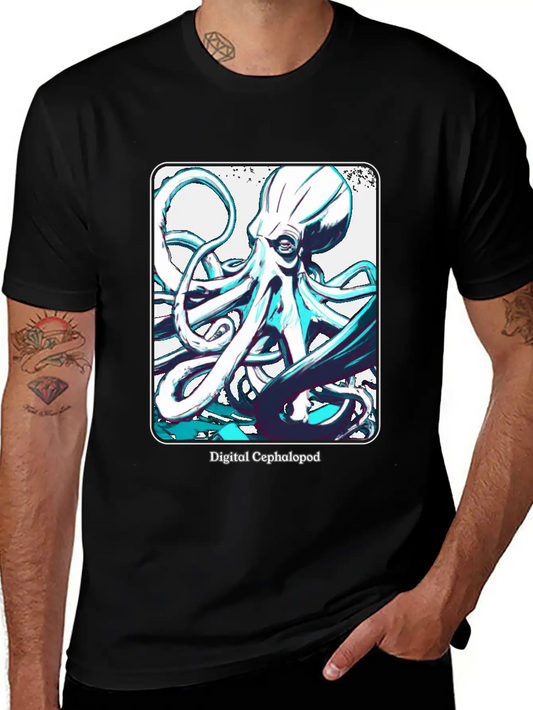 Digital Realm Cephalopod - A Kraken Essential Cotton Tee For Daily Outfits ¨C Unisex Style