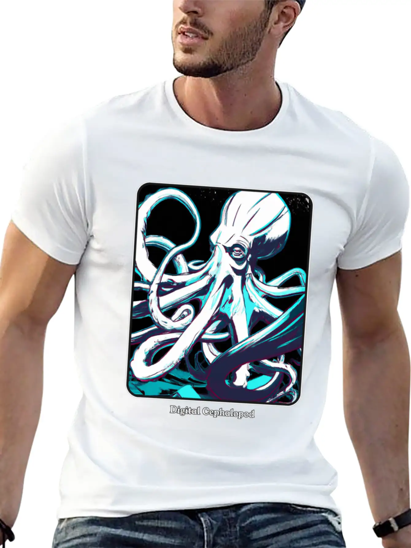 Digital Realm Cephalopod - A Kraken Essential Cotton Tee For Daily Outfits ¨C Unisex Style
