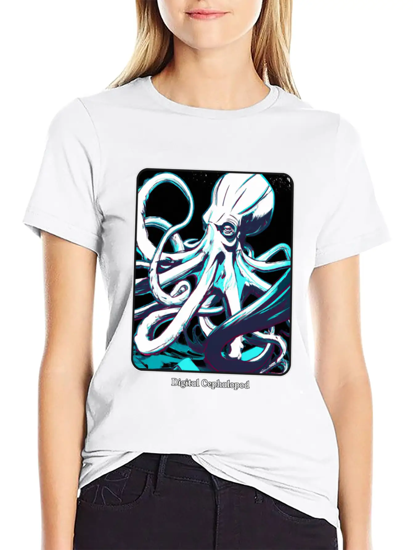 Digital Realm Cephalopod - A Kraken Essential Cotton Tee For Daily Outfits ¨C Unisex Style