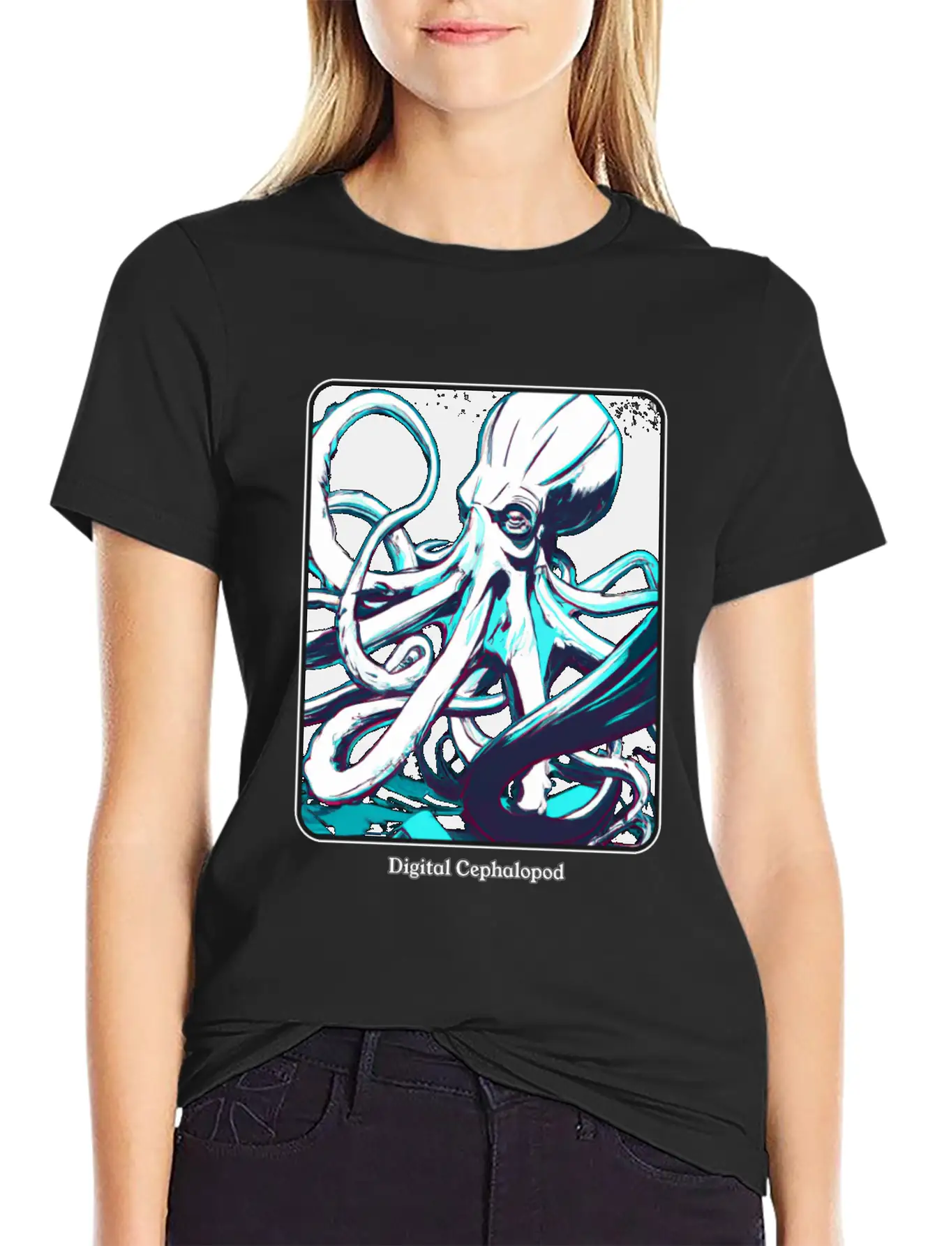 Digital Realm Cephalopod - A Kraken Essential Cotton Tee For Daily Outfits ¨C Unisex Style