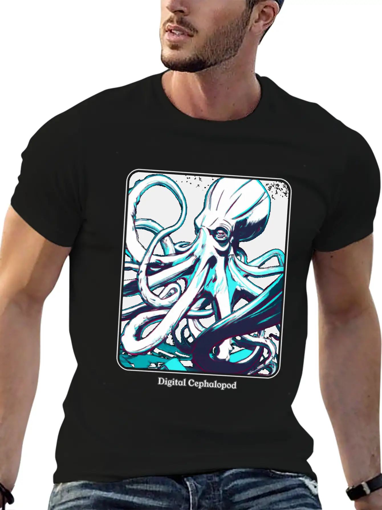 Digital Realm Cephalopod - A Kraken Essential Cotton Tee For Daily Outfits ¨C Unisex Style
