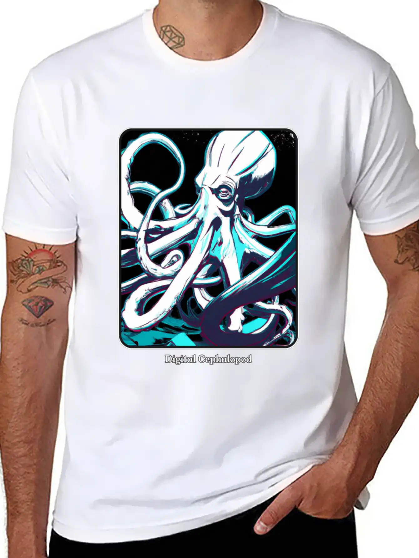 Digital Realm Cephalopod - A Kraken Essential Cotton Tee For Daily Outfits ¨C Unisex Style