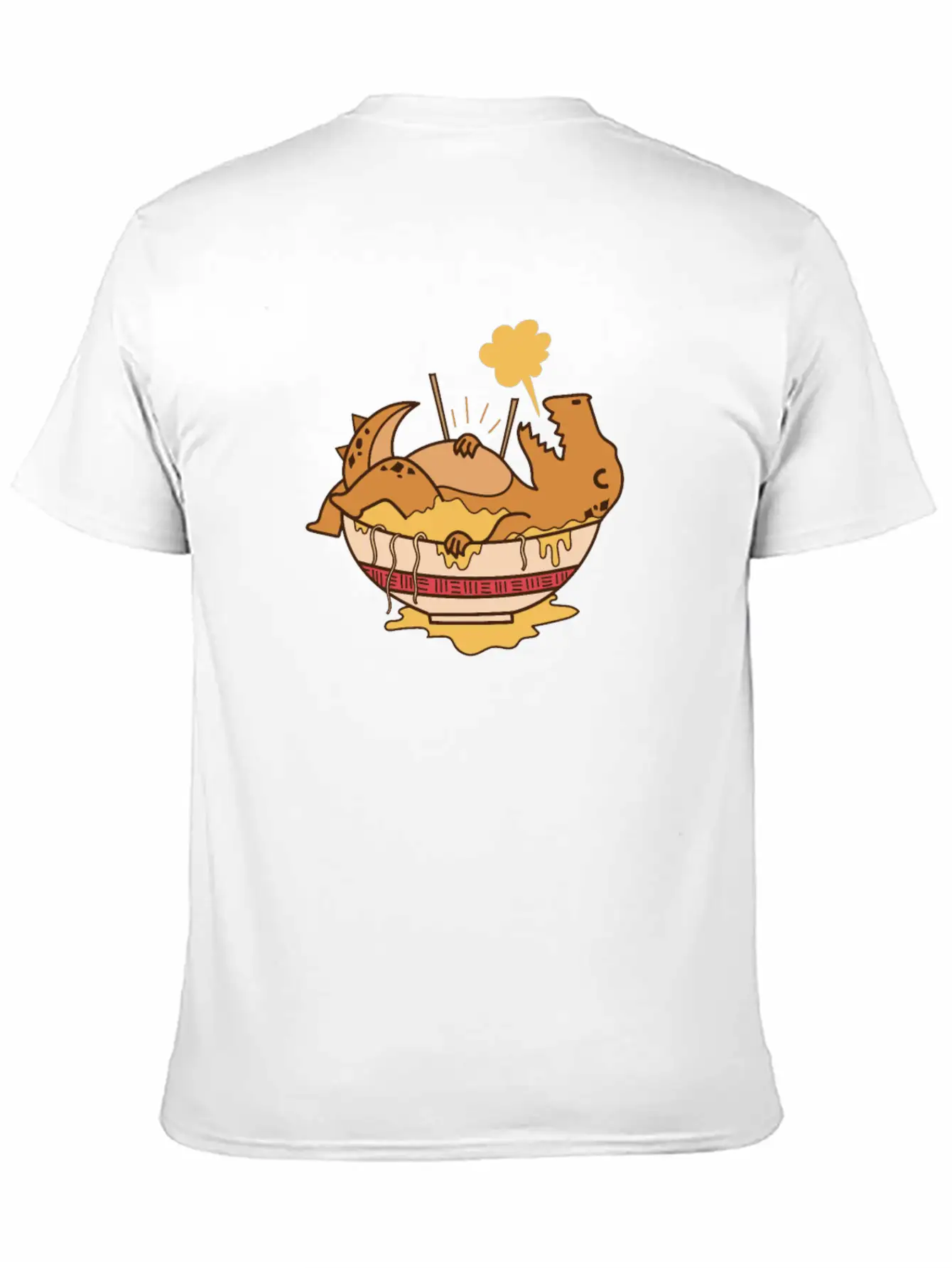 Dino Lying In Pasta Dish Dinosaur Soft Cotton Short Sleeve Tee ¨C Unisex Wardrobe Staple