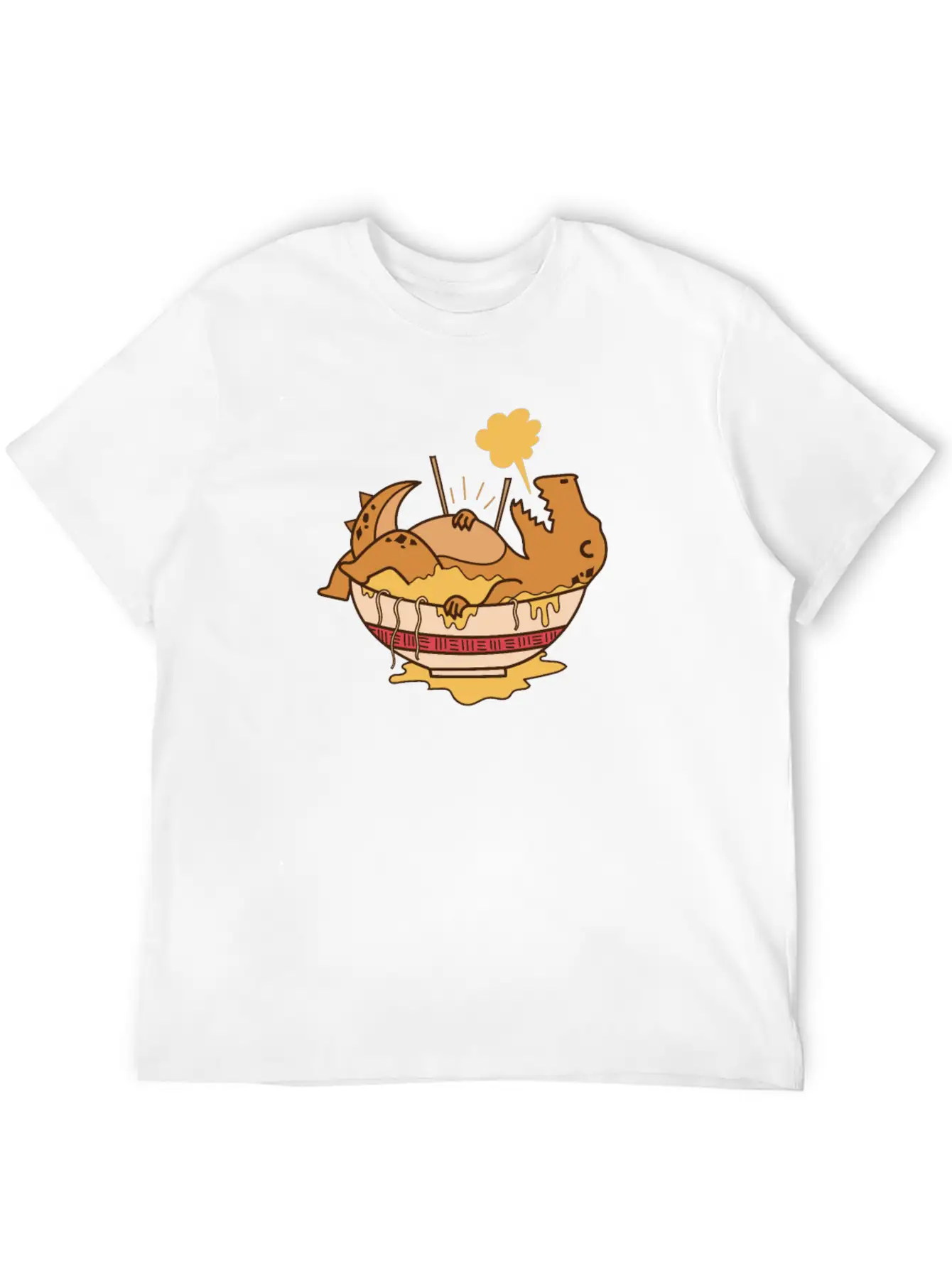 Dino Lying In Pasta Dish Dinosaur Soft Cotton Short Sleeve Tee ¨C Unisex Wardrobe Staple