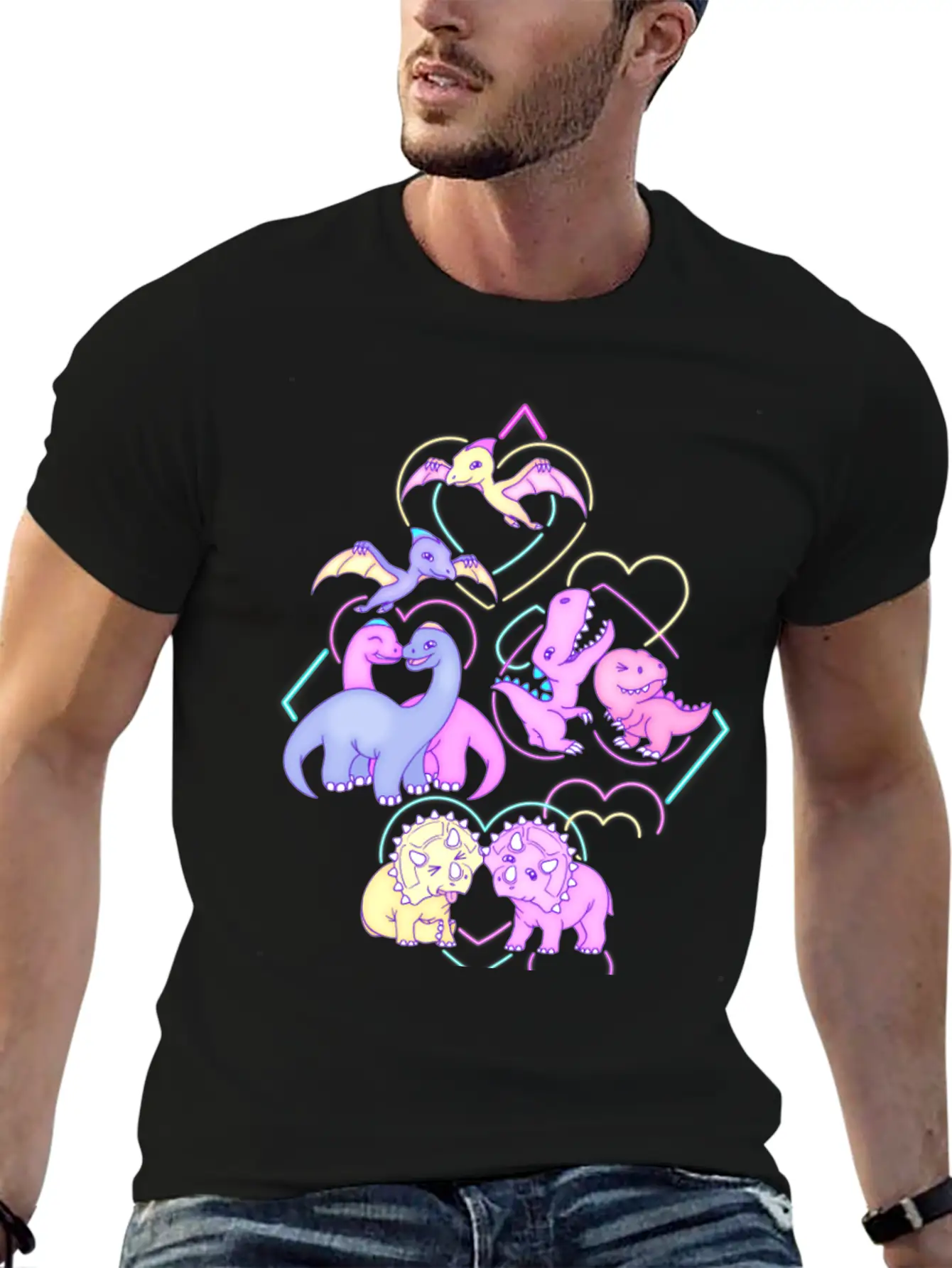 Dinosaur S Disco Date Essential Cotton Tee For Daily Outfits ¨C Unisex Style