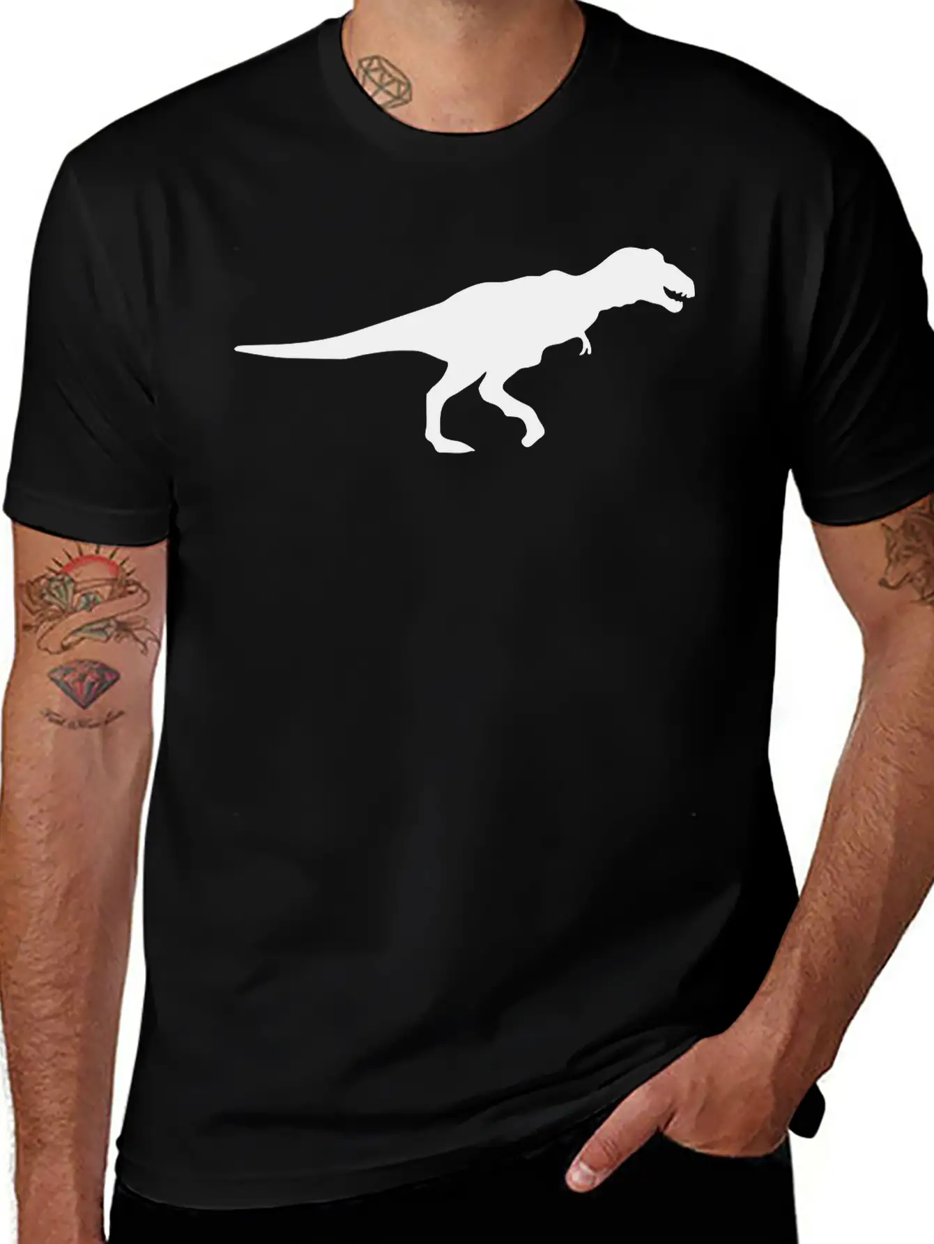 Dinosaur Vector Silhouette Basic Graphic T-Shirt ¨C Daily Comfort In Soft Cotton