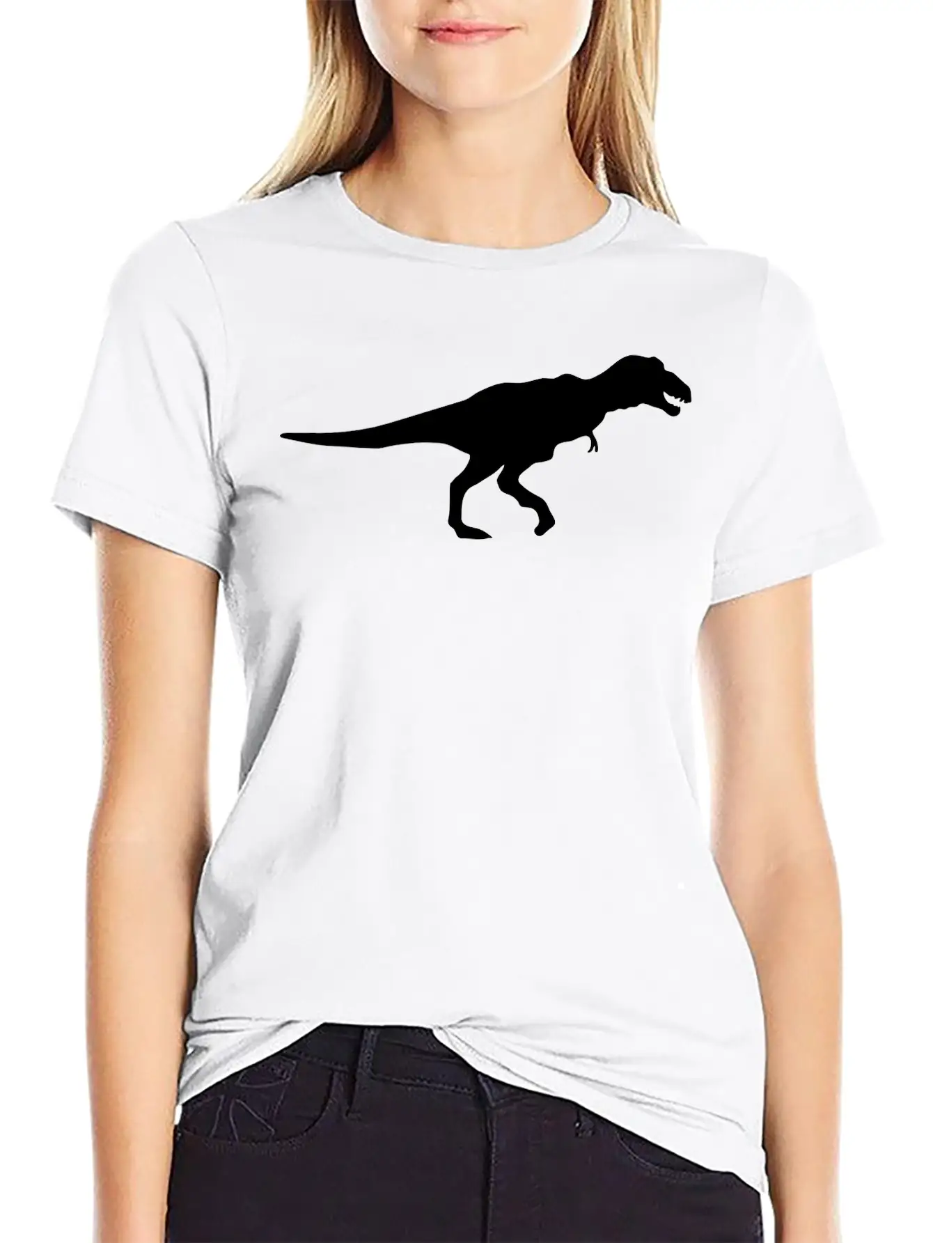 Dinosaur Vector Silhouette Basic Graphic T-Shirt ¨C Daily Comfort In Soft Cotton