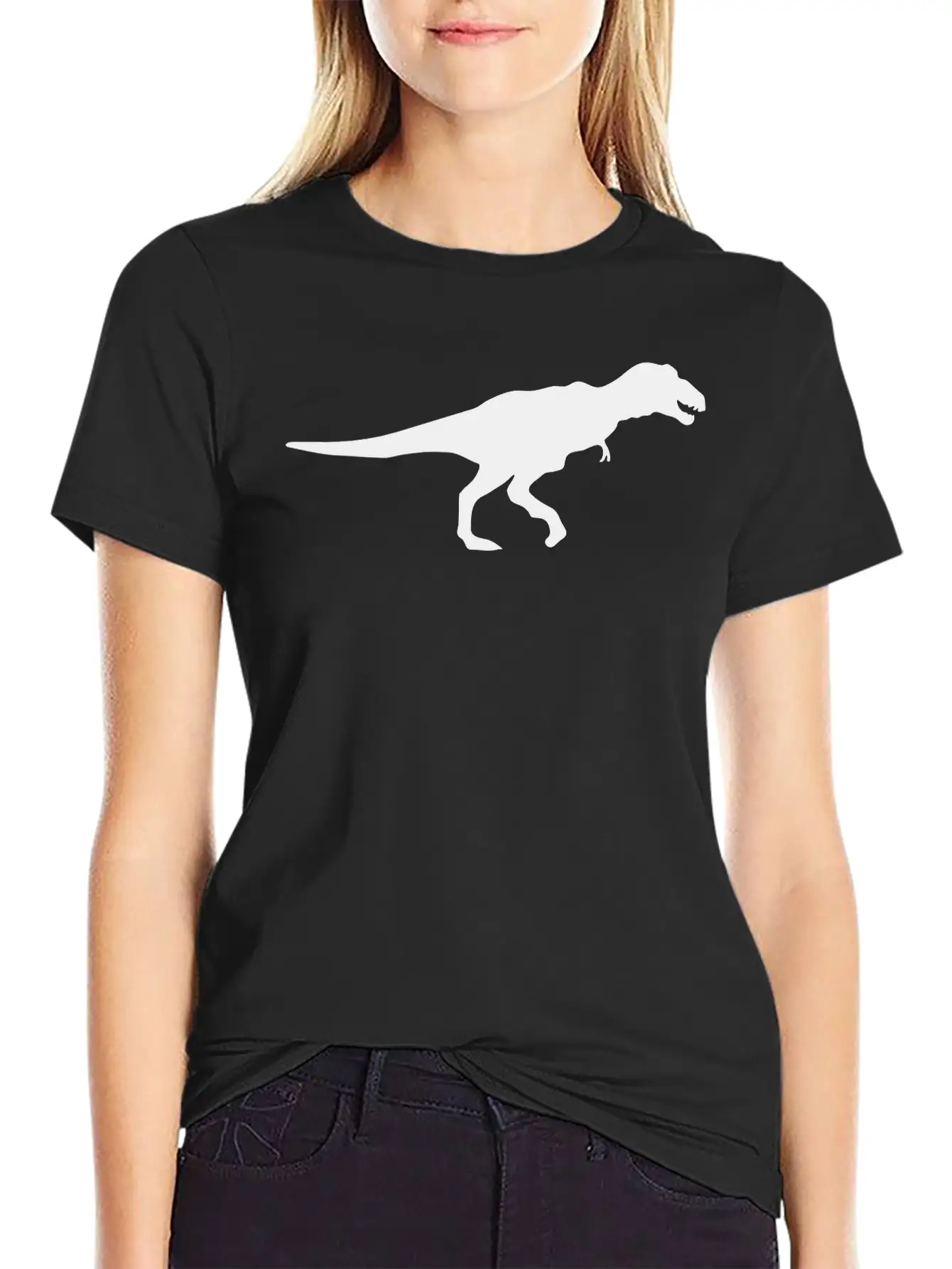 Dinosaur Vector Silhouette Basic Graphic T-Shirt ¨C Daily Comfort In Soft Cotton